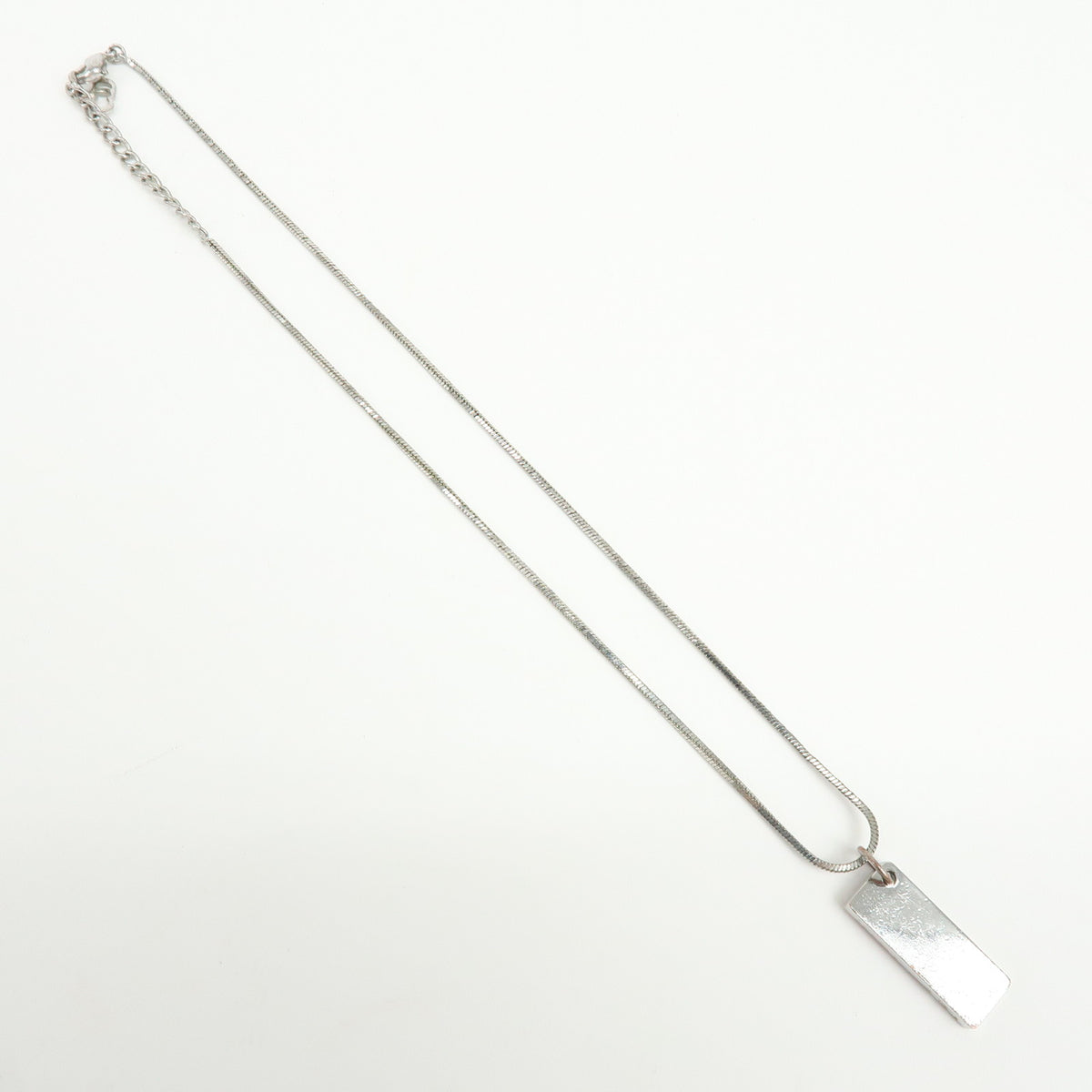 Christian Dior Trotter Plate Metal Necklace Pink Silver White