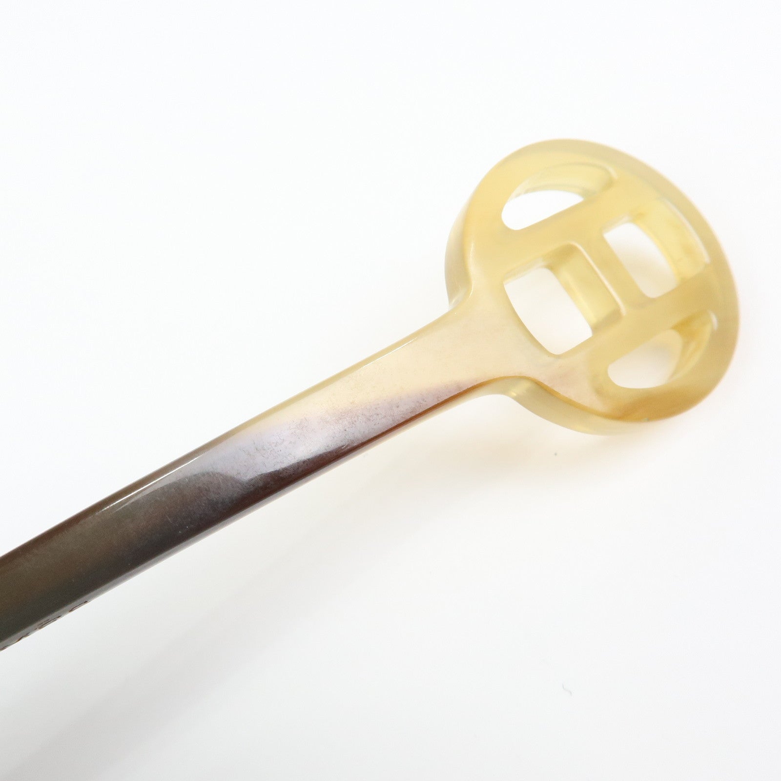 HERMES Buffalo Horn Hair Pin Rocaille Kanzashi Natural Brown