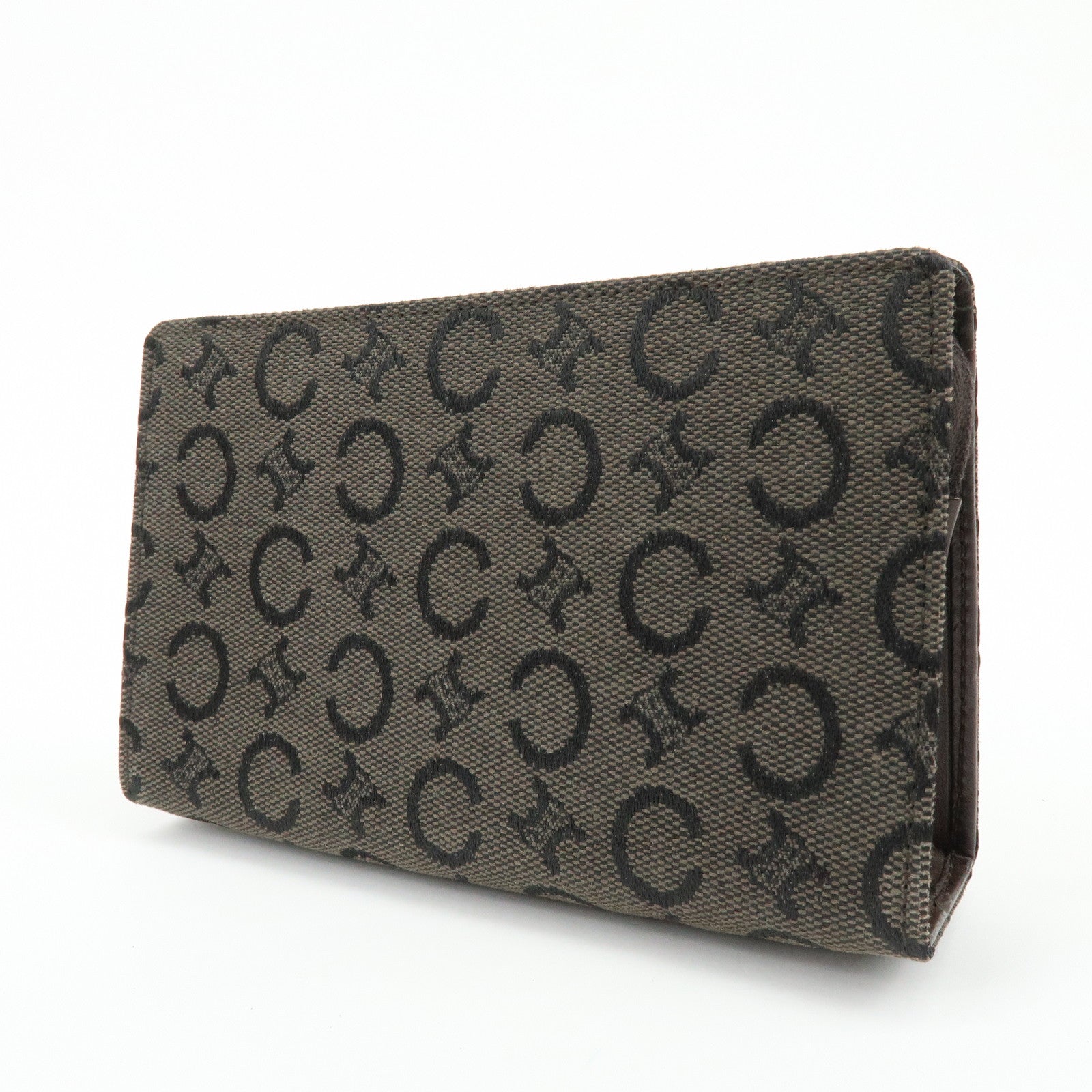 CELINE C Macadam Canvas Mini Cosmetic Pouch Makeup Bag Brown