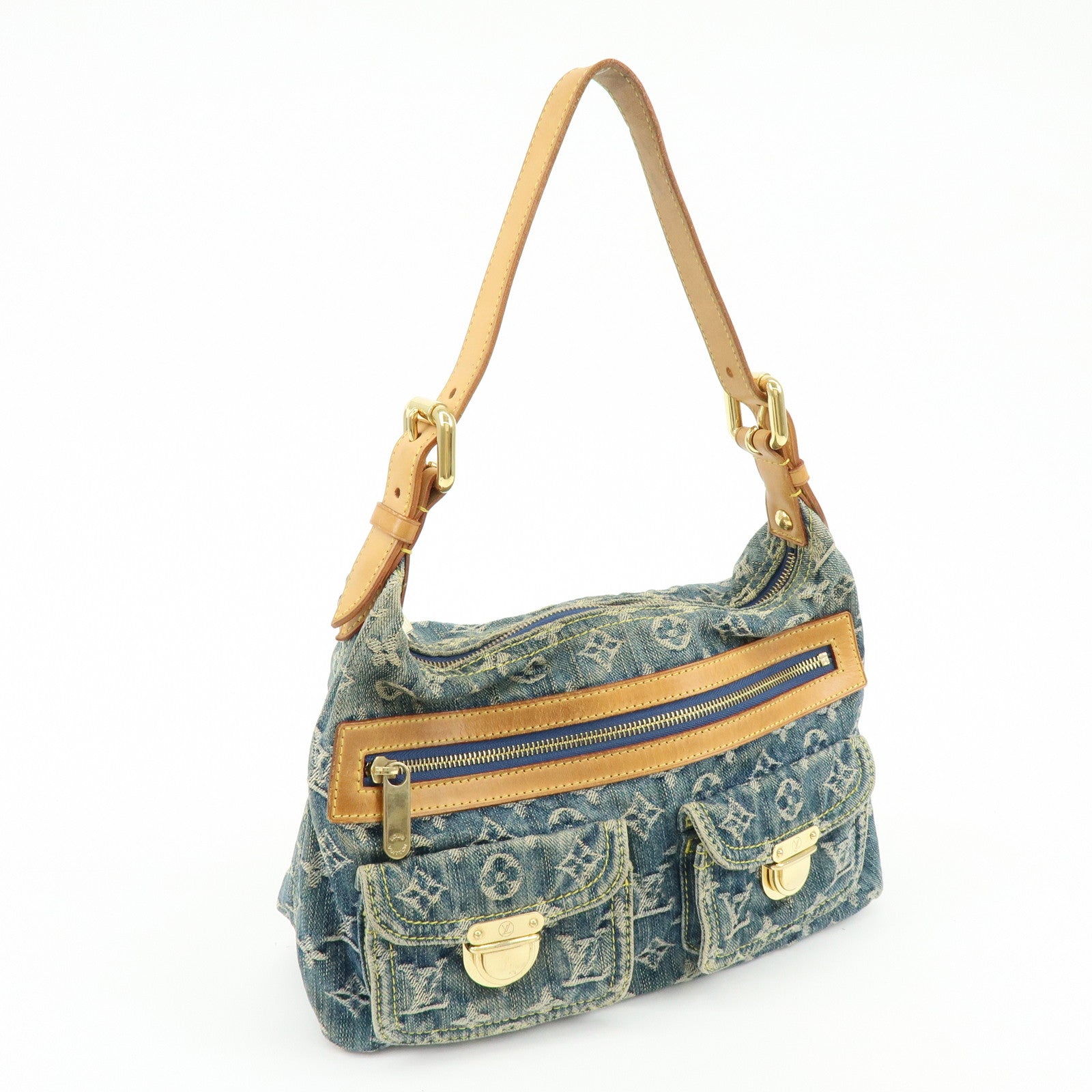 Louis Vuitton Monogram Denim Baggy PM 2Way Bag Shoulder Bag Blue M95049