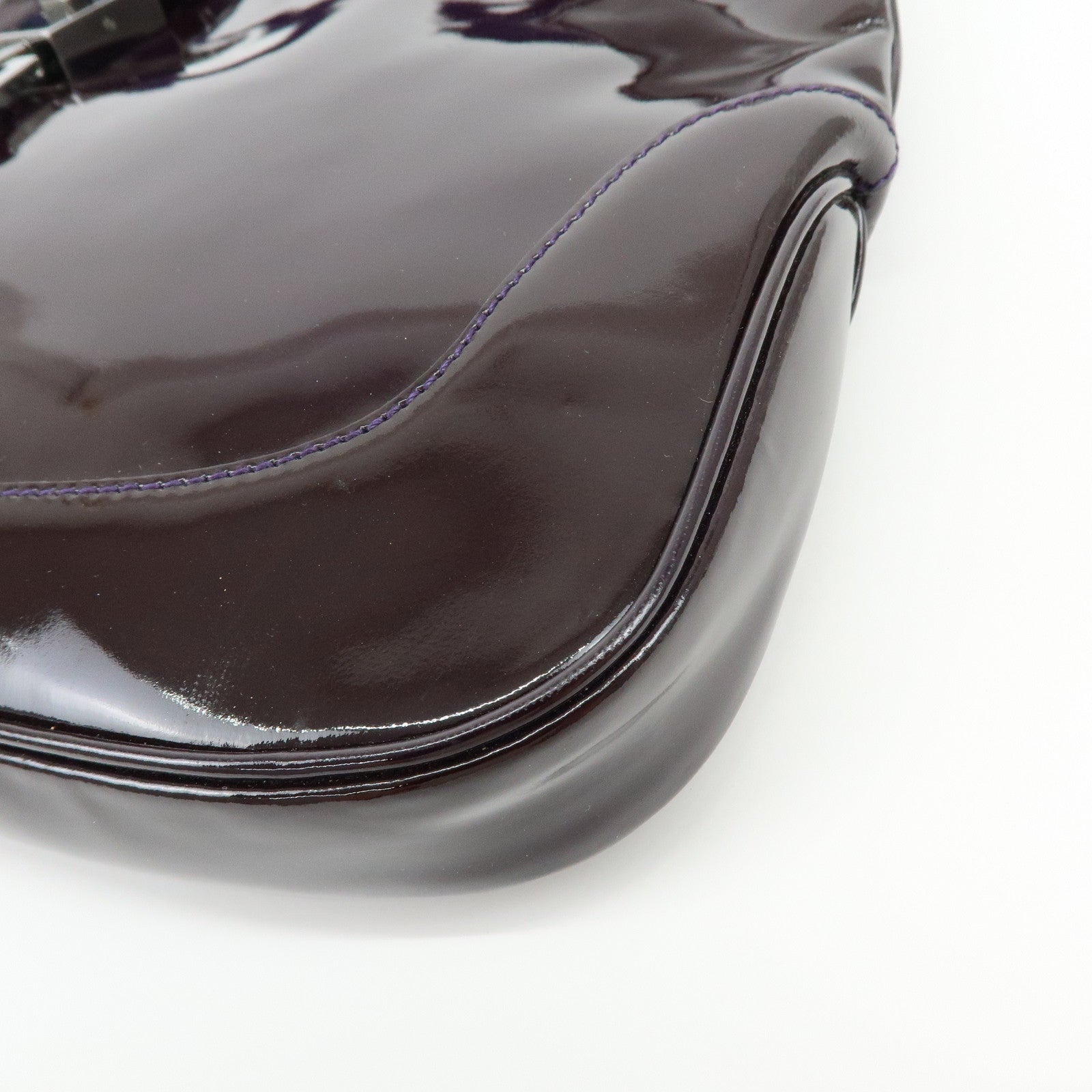 GUCCI Jackie Patent Leather Shoulder Bag Hand Bag Purple 001.3306