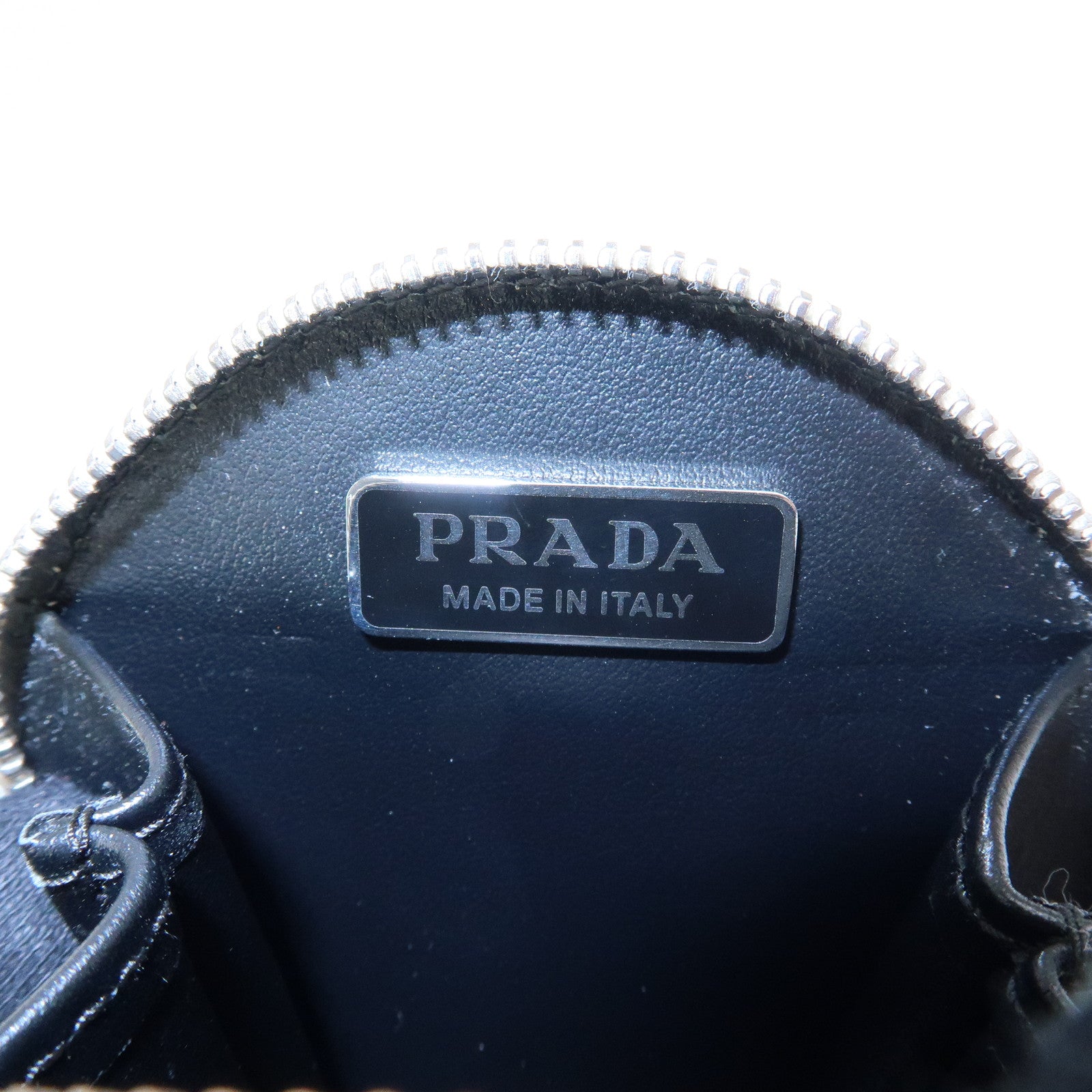 PRADA Triangle Logo Leather Mini Pouch Coin Case White 1TL431