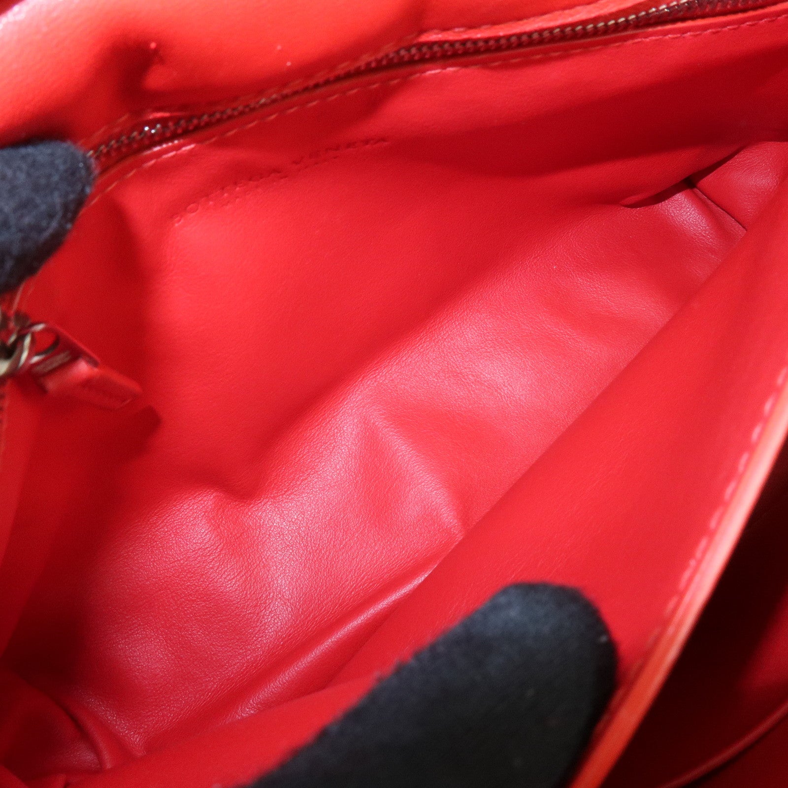 BOTTEGA VENETA Intrecciato Leather Shoulder Bag Crossbody Bag Red