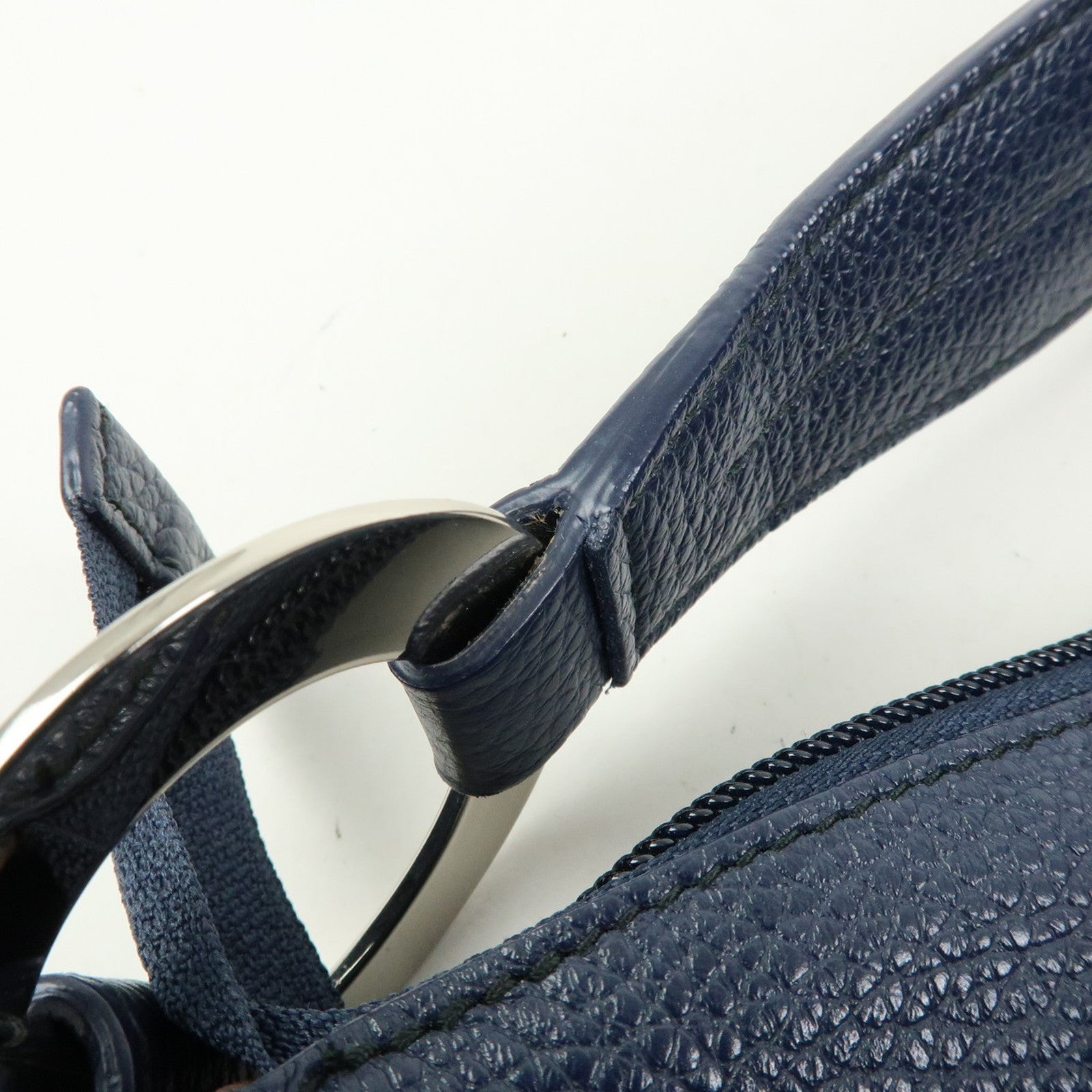 FURLA Leather Shoulder Bag Hand Bag Hobo Bag Dark Navy