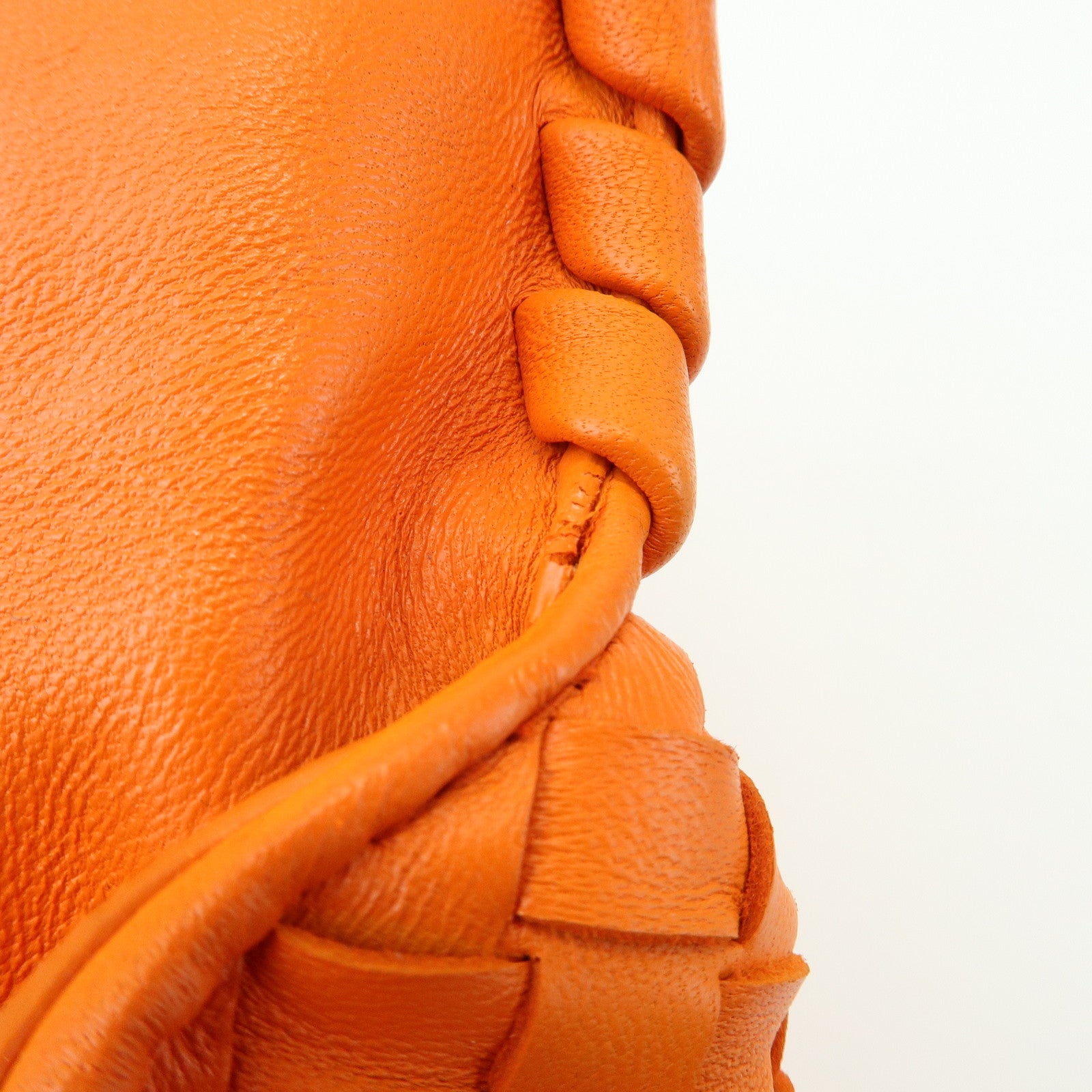 BOTTEGA VENETA Intrecciato Leather Chain Shoulder Bag Orange