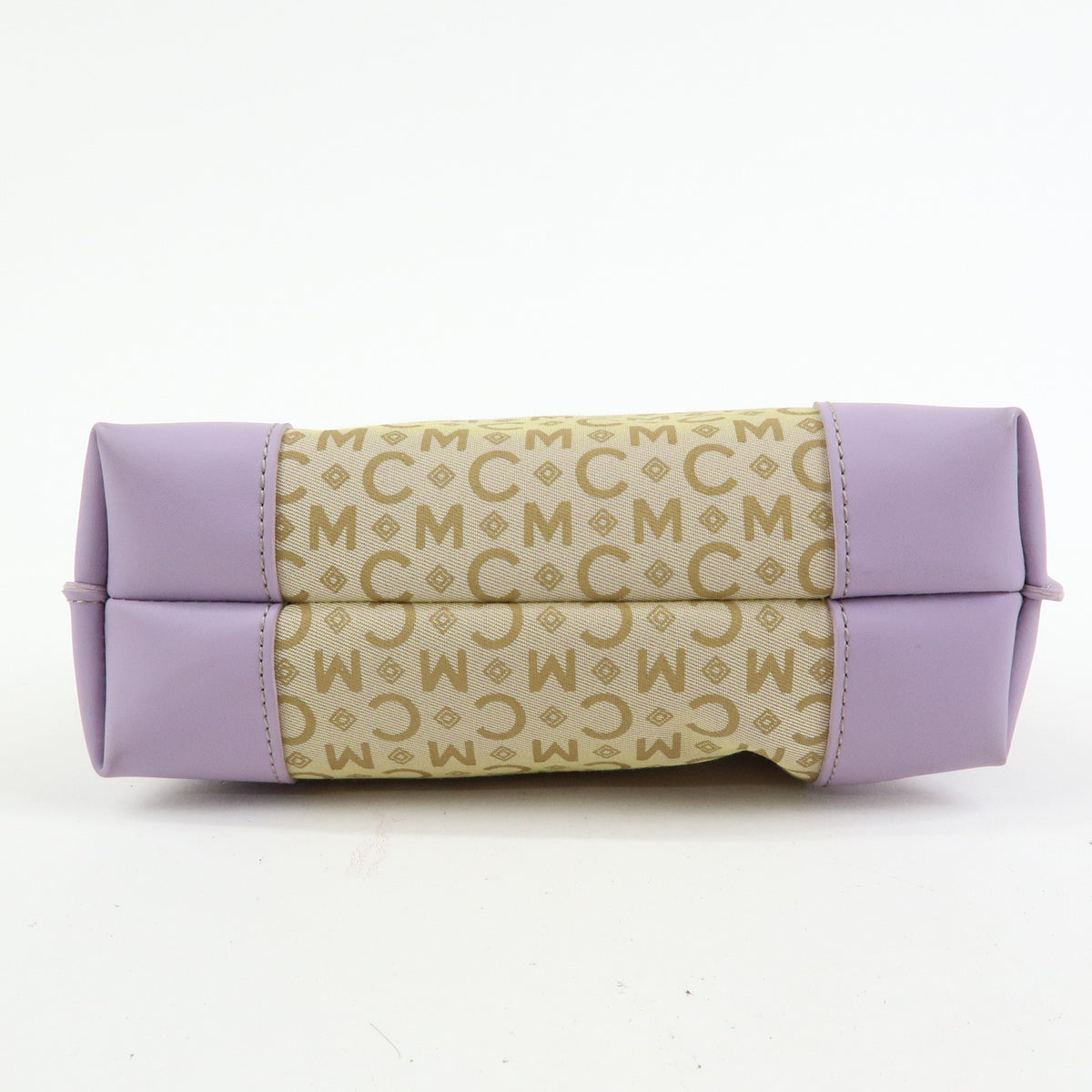 MCM Visetos Jacquard Canvas Leather Mini Hand Bag Beige Purple