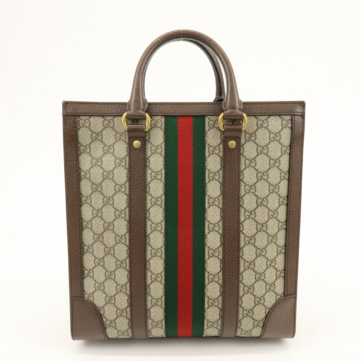 GUCCI Sherry Ophidia GG Supreme Leather 2Way Shoulder Bag Brown 724685