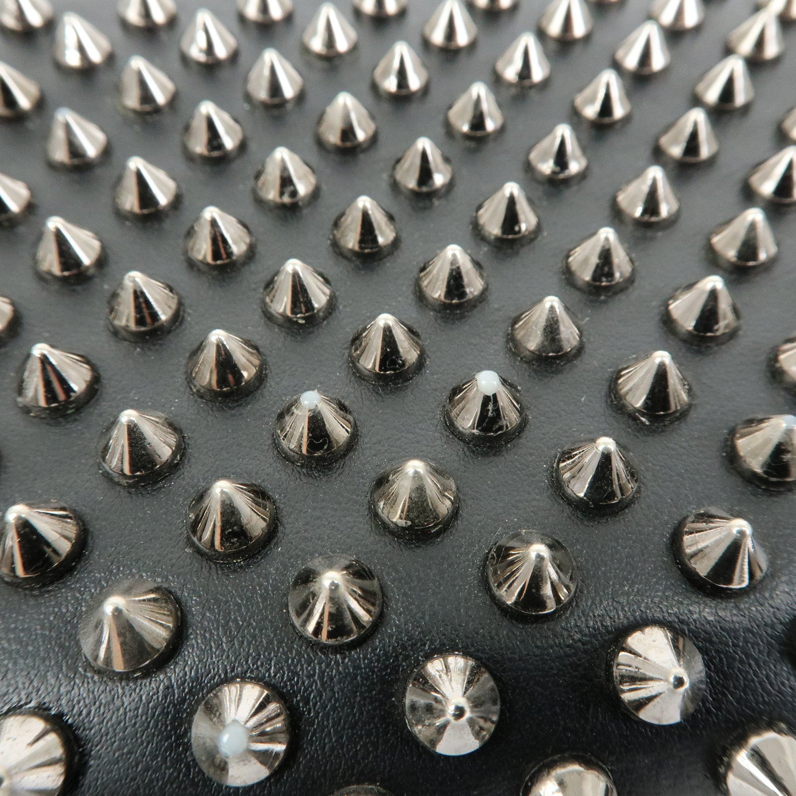Christian Louboutin Studs Leather Round Zippy Compact Wallet Black