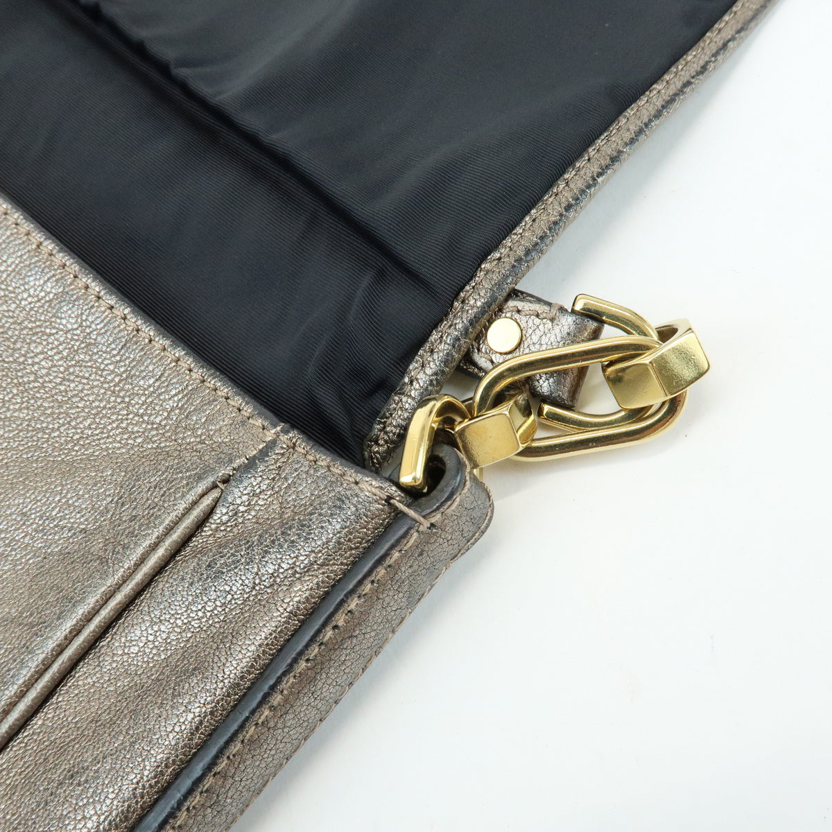 LOEWE Mya Anagram Leather Shoulder Bag Hand Bag Silver Gray