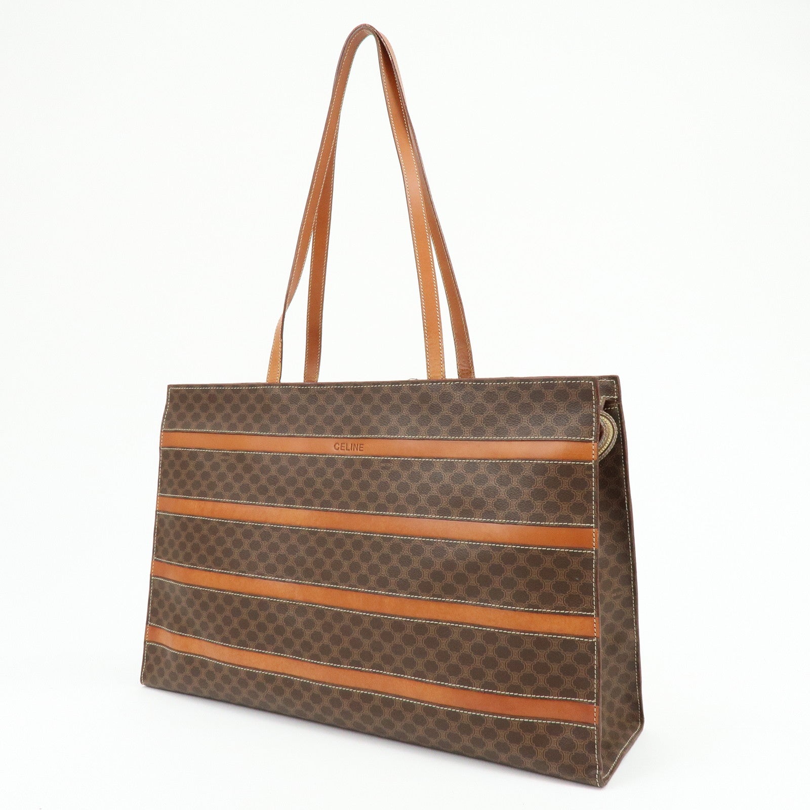 CELINE Macadam PVC Leather Tote Bag Shoulder Bag Brown