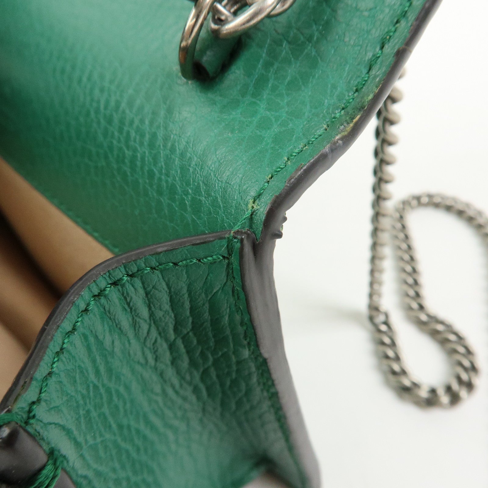 GUCCI Dionysus Super Mini Bag Leather Chain Shoulder Bag Green 476432