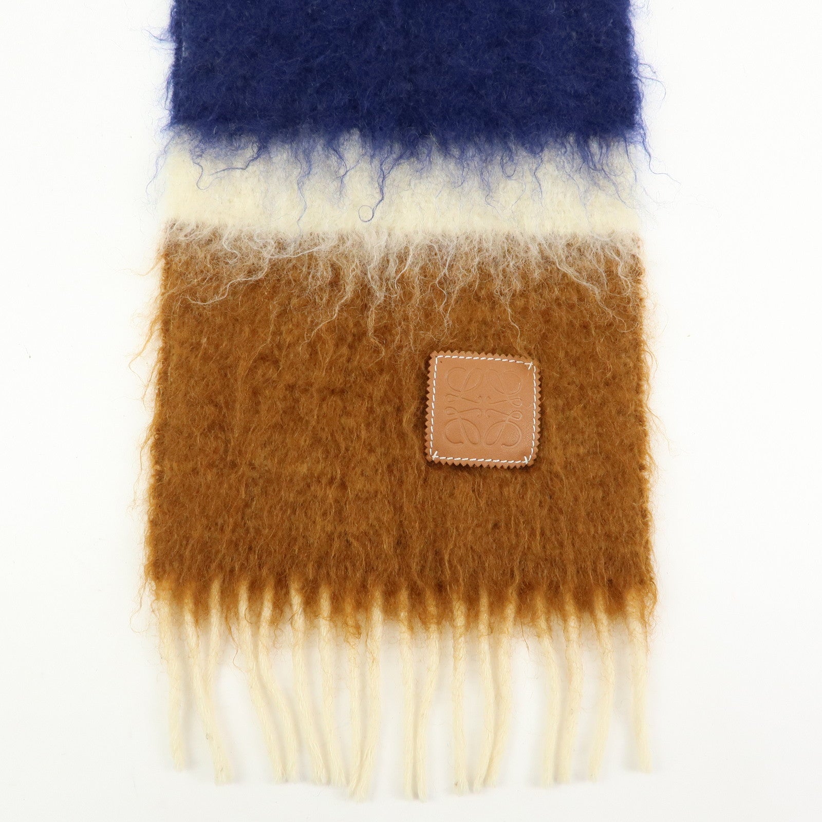LOEWE Anagram Mohair Scarf Shawl Ivory Black Green Yellow Brown
