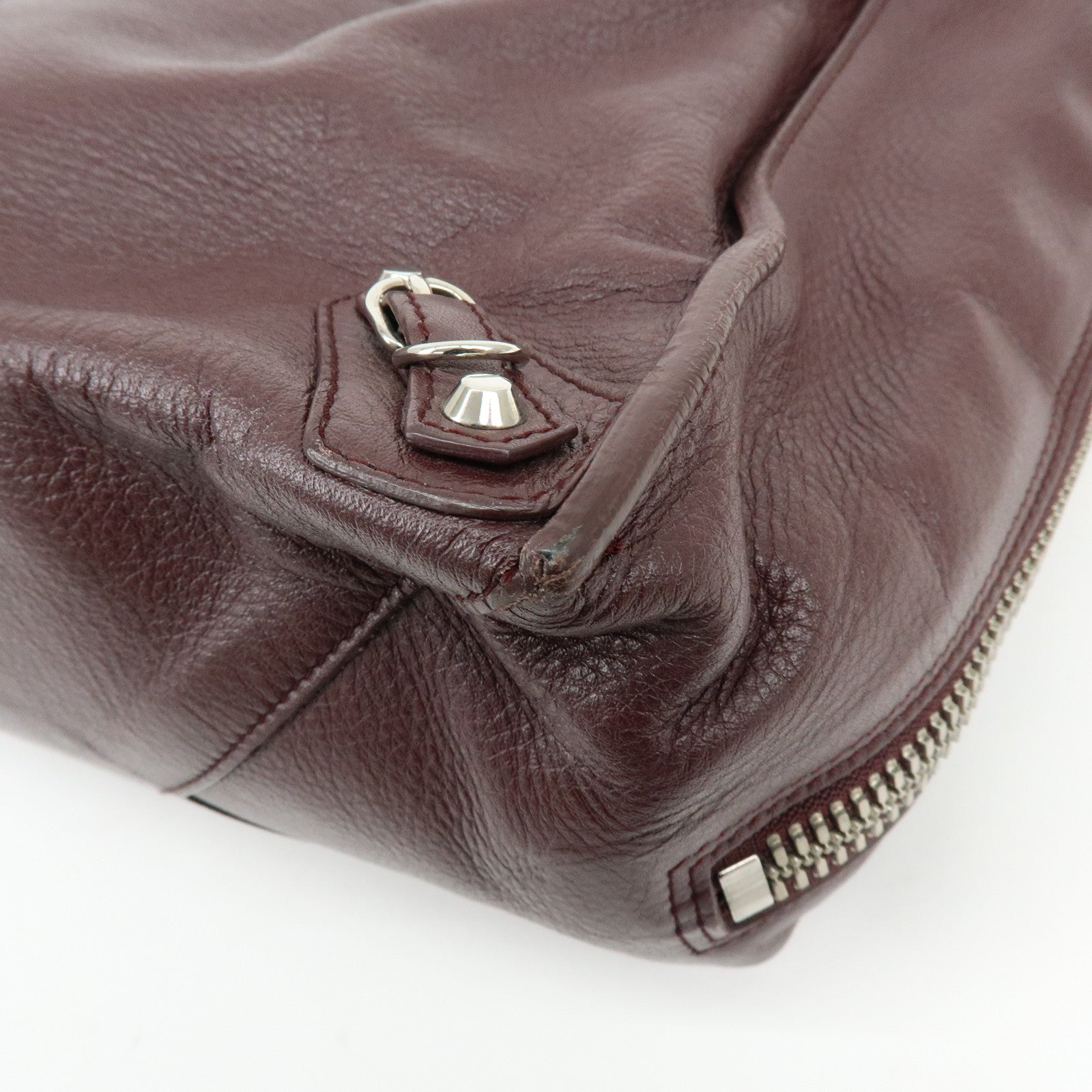 BALENCIAGA The Paper Leather Tote Bag Shoulder Bag Bordeaux 357331