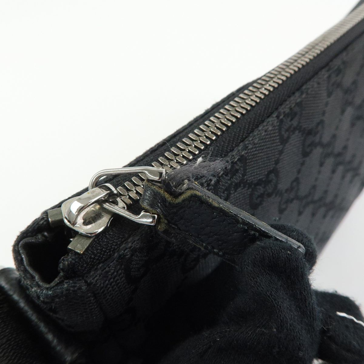 GUCCI GG Canvas Leather Shoulder Bag Crossbody Bag Black 114273