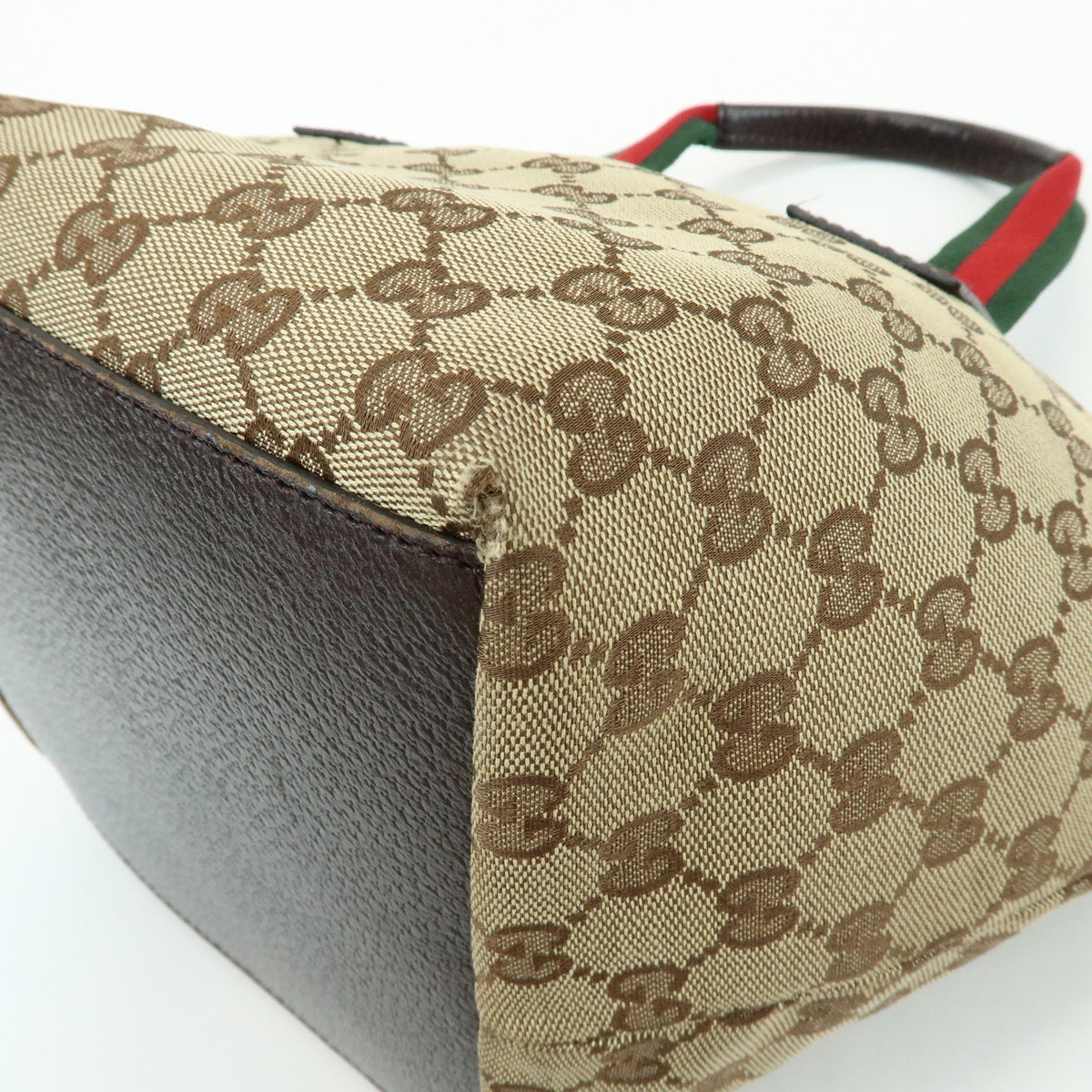 GUCCI Sherry GG Canvas Leather Tote Bag Hand Bag Beige Brown 131228