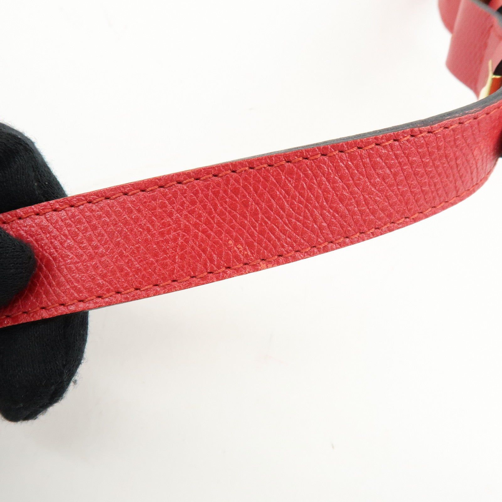 SAINT LAURENT PARIS Y-Line Leather Studs Shoulder Bag Crossbody Bag Red