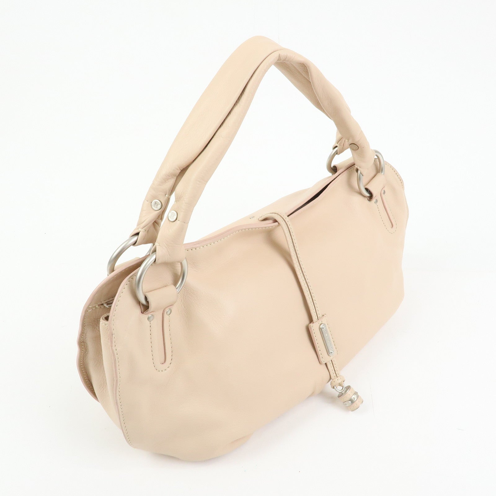 CELINE Bittersweet Leather Shoulder Bag Hand Bag Pink Beige