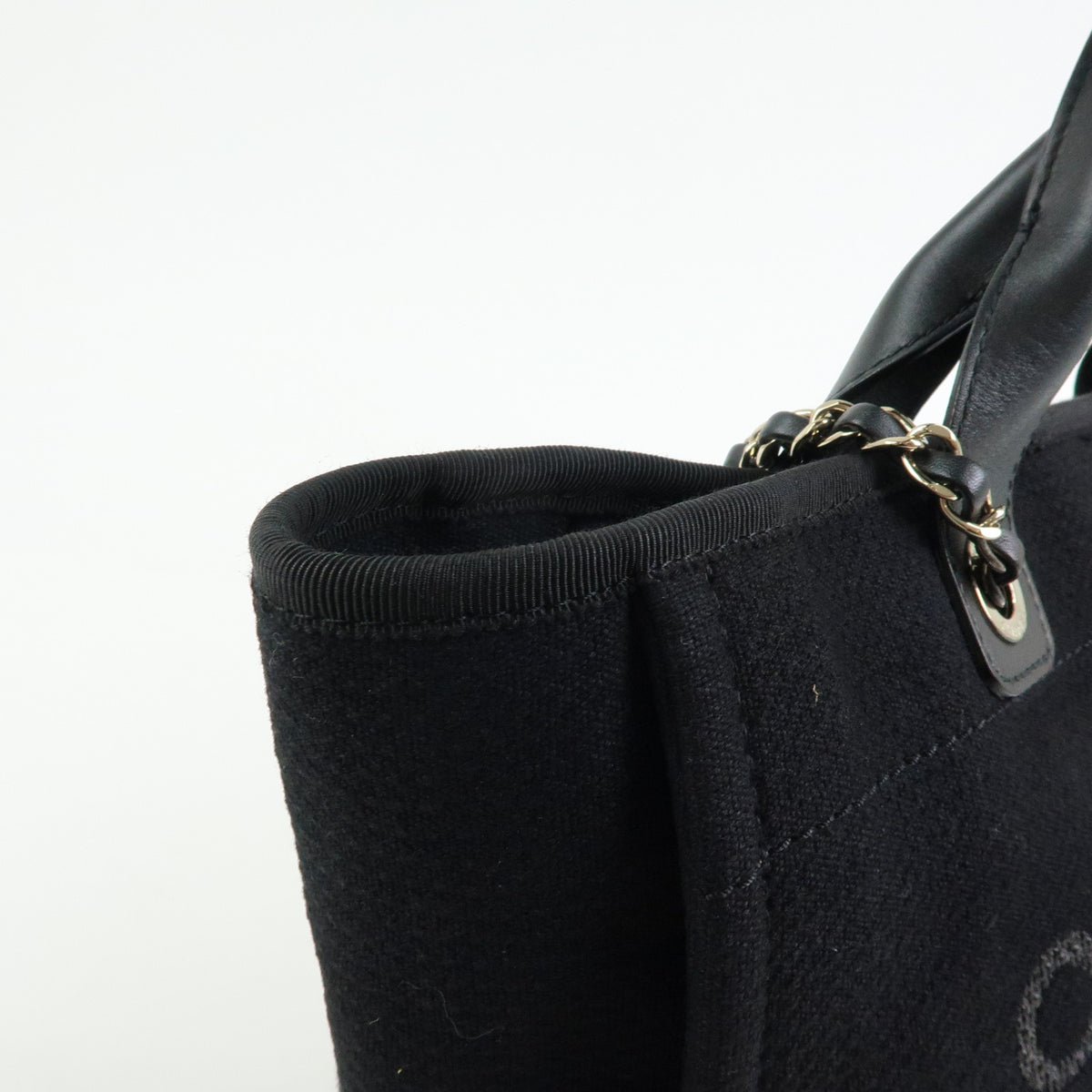 CHANEL Deauville Tote MM 2WAY Hand Bag Shoulder Bag Black A57069