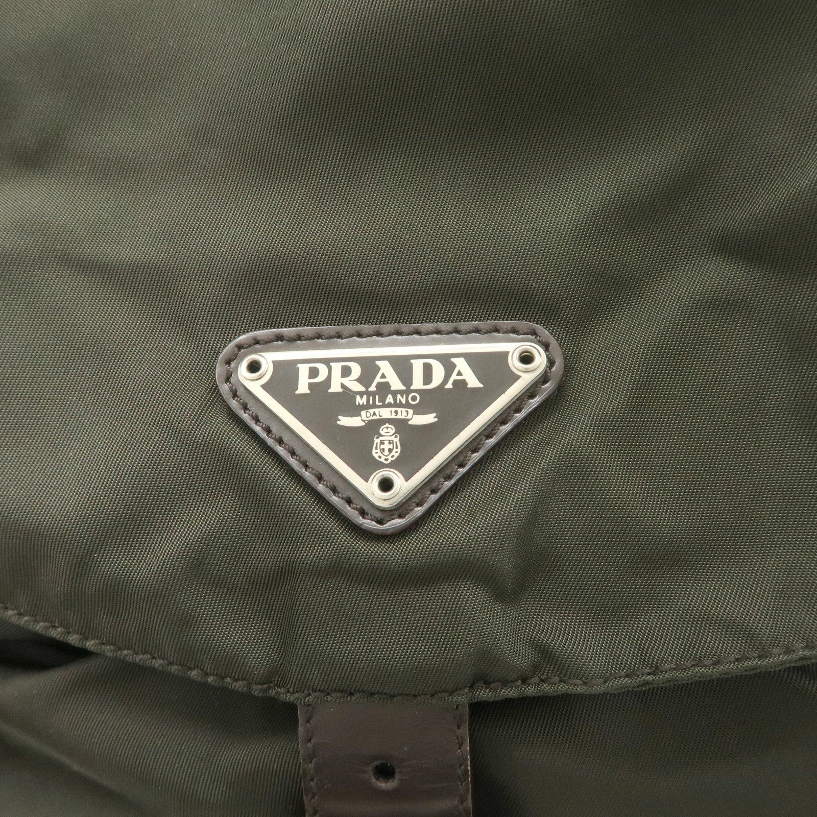 PRADA  Triangle Logo Leather Nylon BackPack B5885F Used