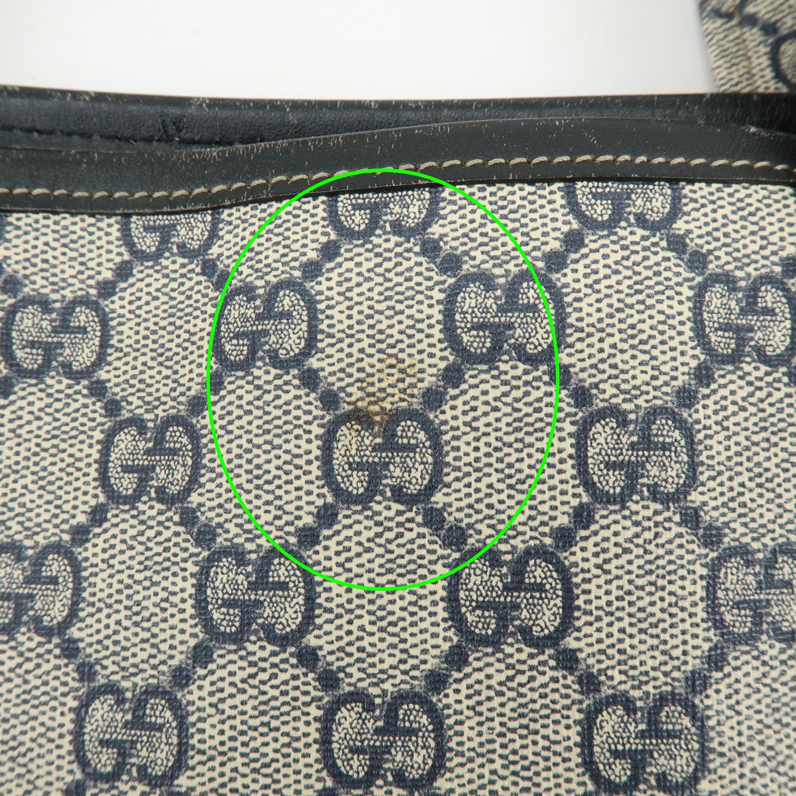 GUCCI Sherry GG Supreme Leather Tote Bag Shoulder Bag Navy Ivory 211134