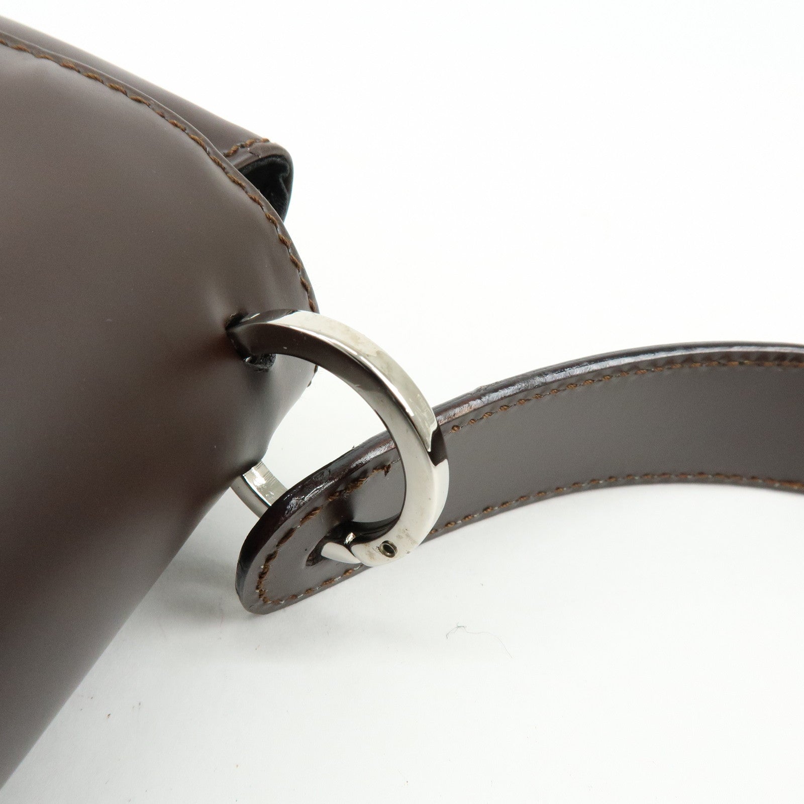 Ferragamo Vara Leather Shoulder Bag Hand Bag Dark Brown