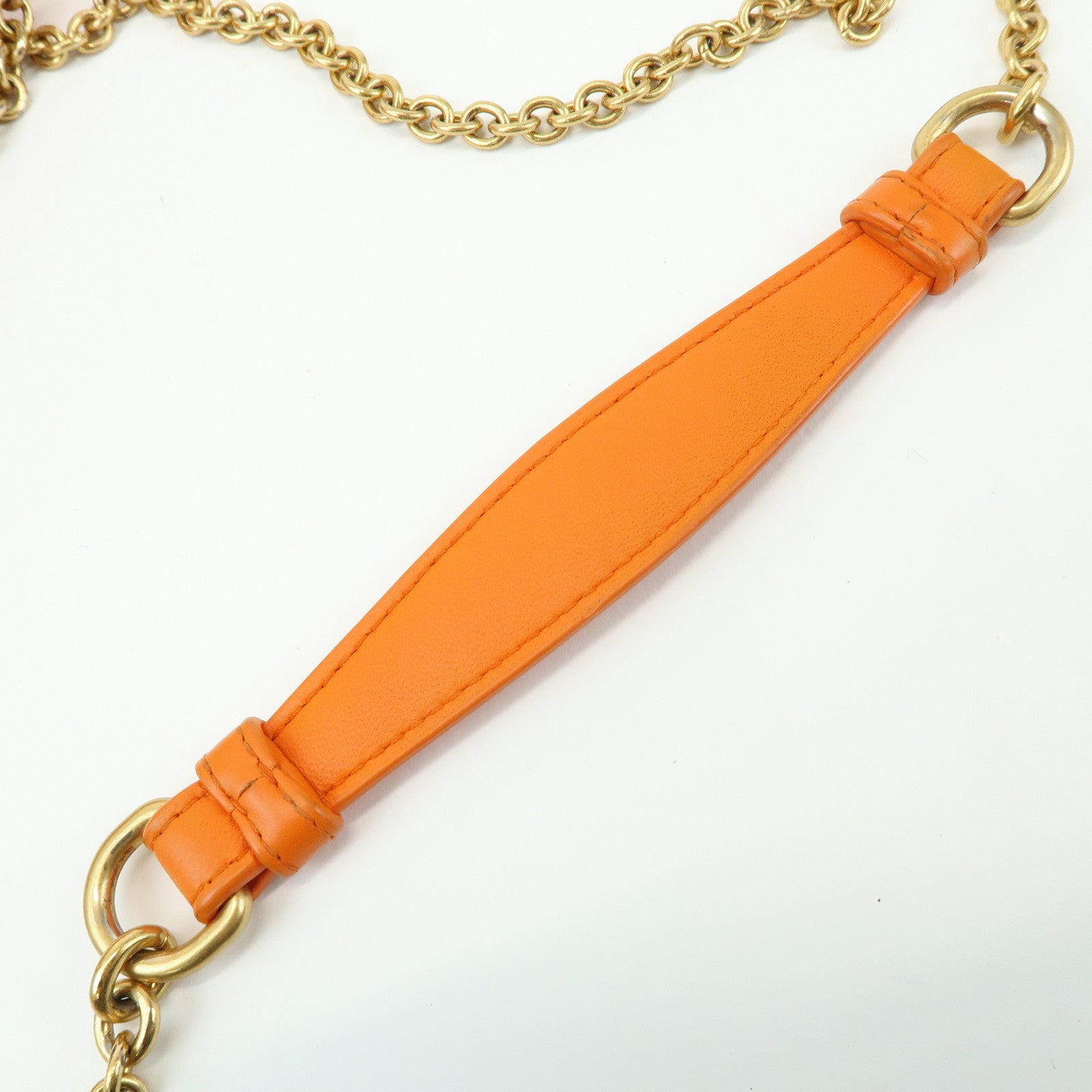BOTTEGA VENETA Intrecciato Leather Chain Shoulder Bag Orange