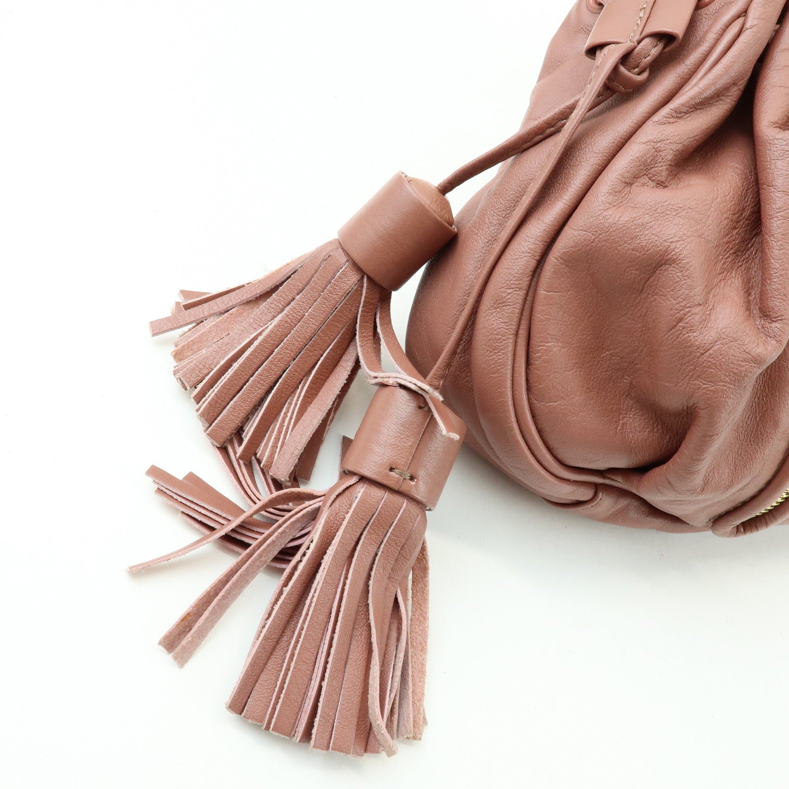 Chloe See by Chloe Leather Shoulder Bag Hand Bag Tassel Charm Pink
