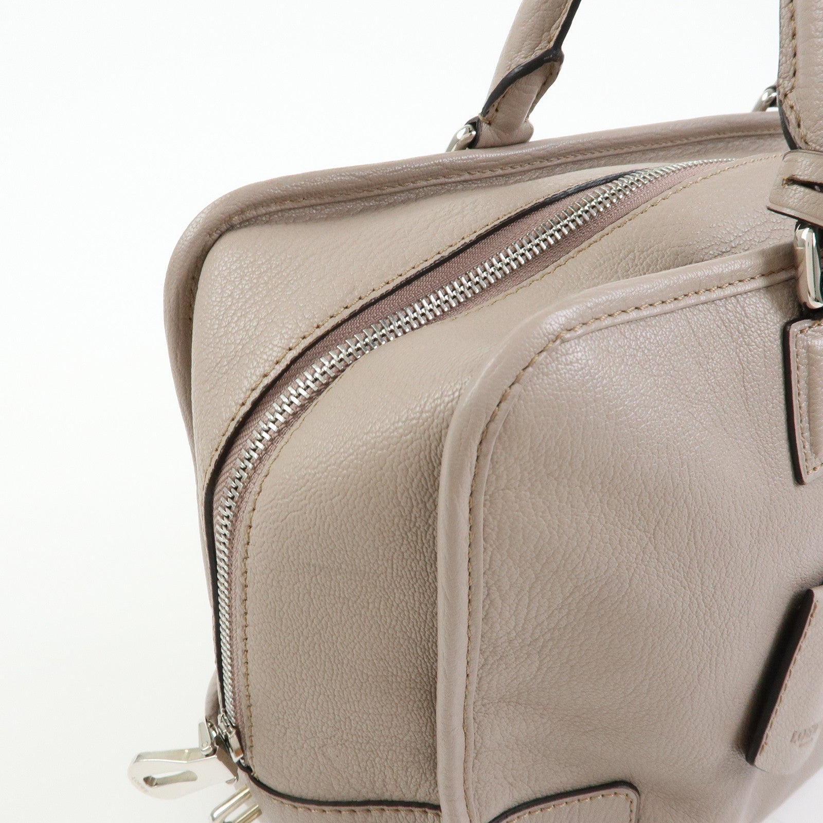 LOEWE Amazona 36 Anagram Leather Hand Bag Boston Bag Beige
