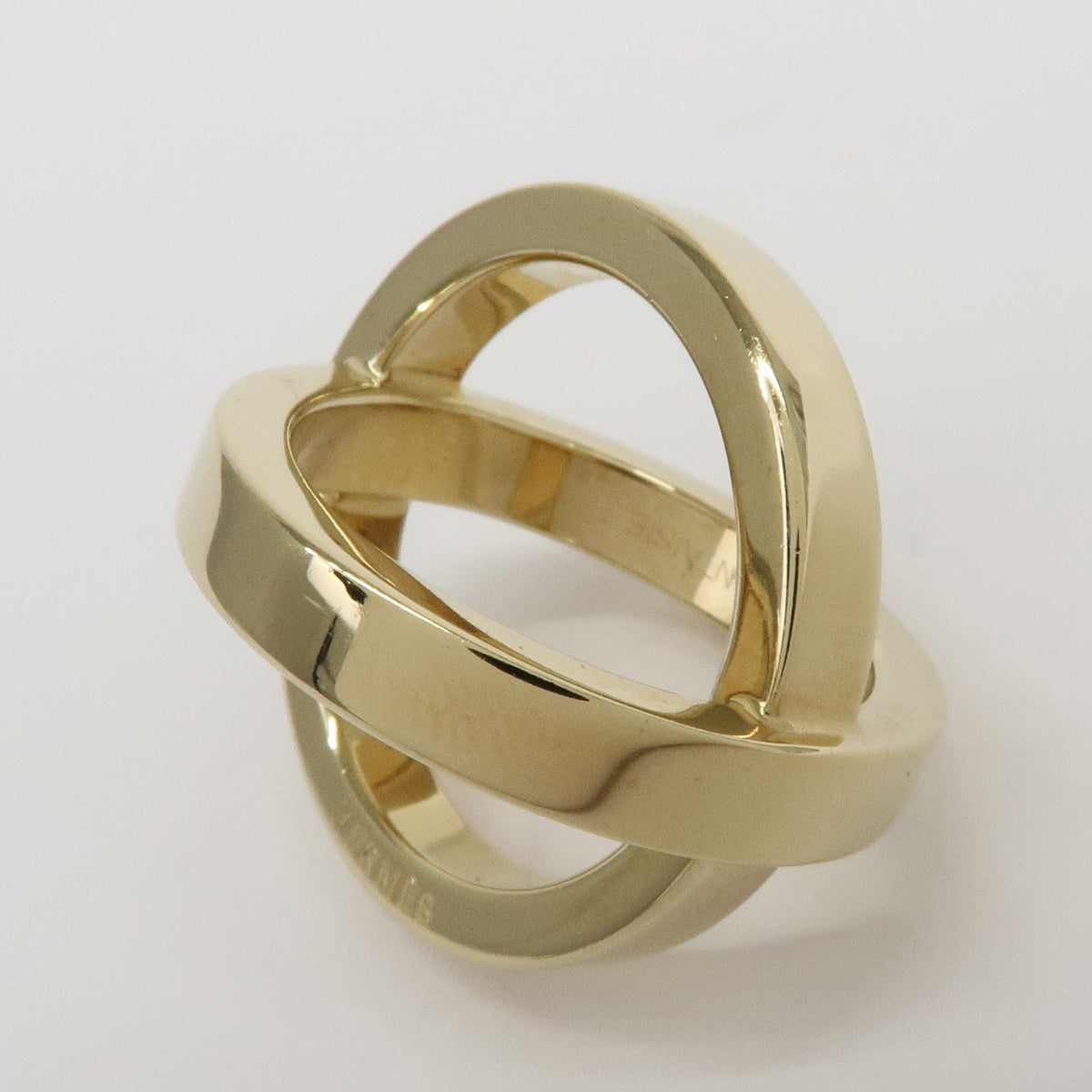 HERMES Lot of 2 Chaine d'Ancre Enchainee Cosmos Metal Scarf Ring Gold