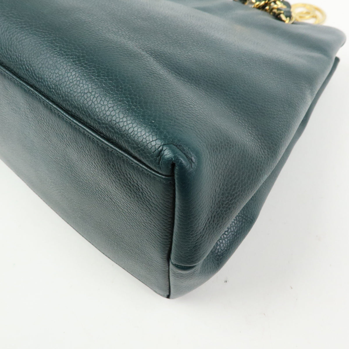 CHANELCOCO Mark Caviarskin Chain Shoulder Bag Tote Bag Dark Green