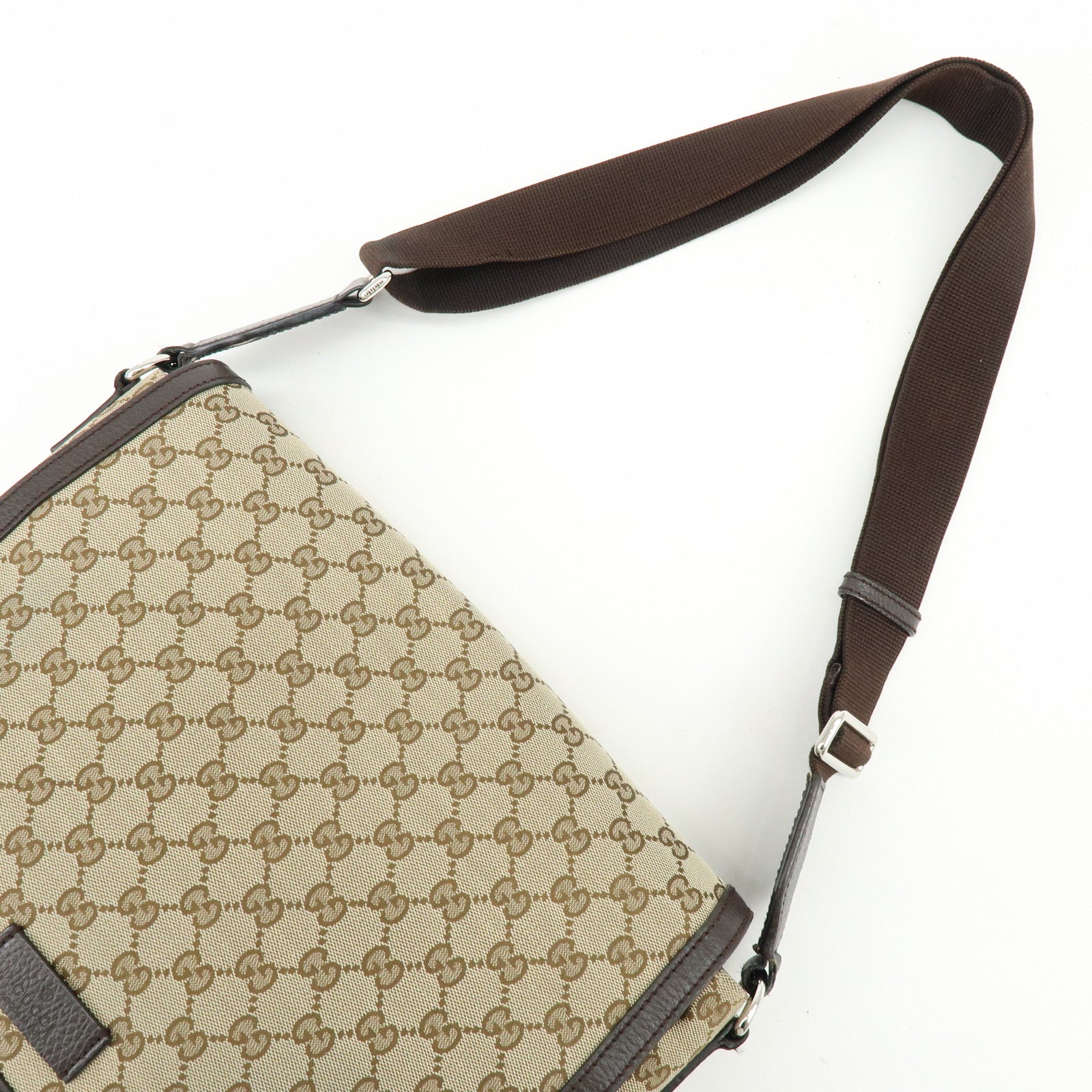 GUCCI GG Canvas Leather Shoulder Bag Crossbody Bag Beige Brown 449171