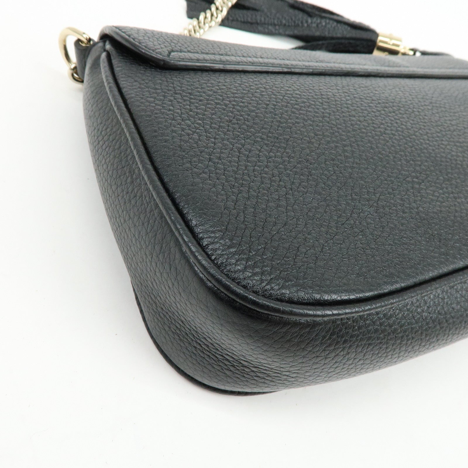 GUCCI SOHO Interlocking G Leather Chain Shoulder Bag Black 536224