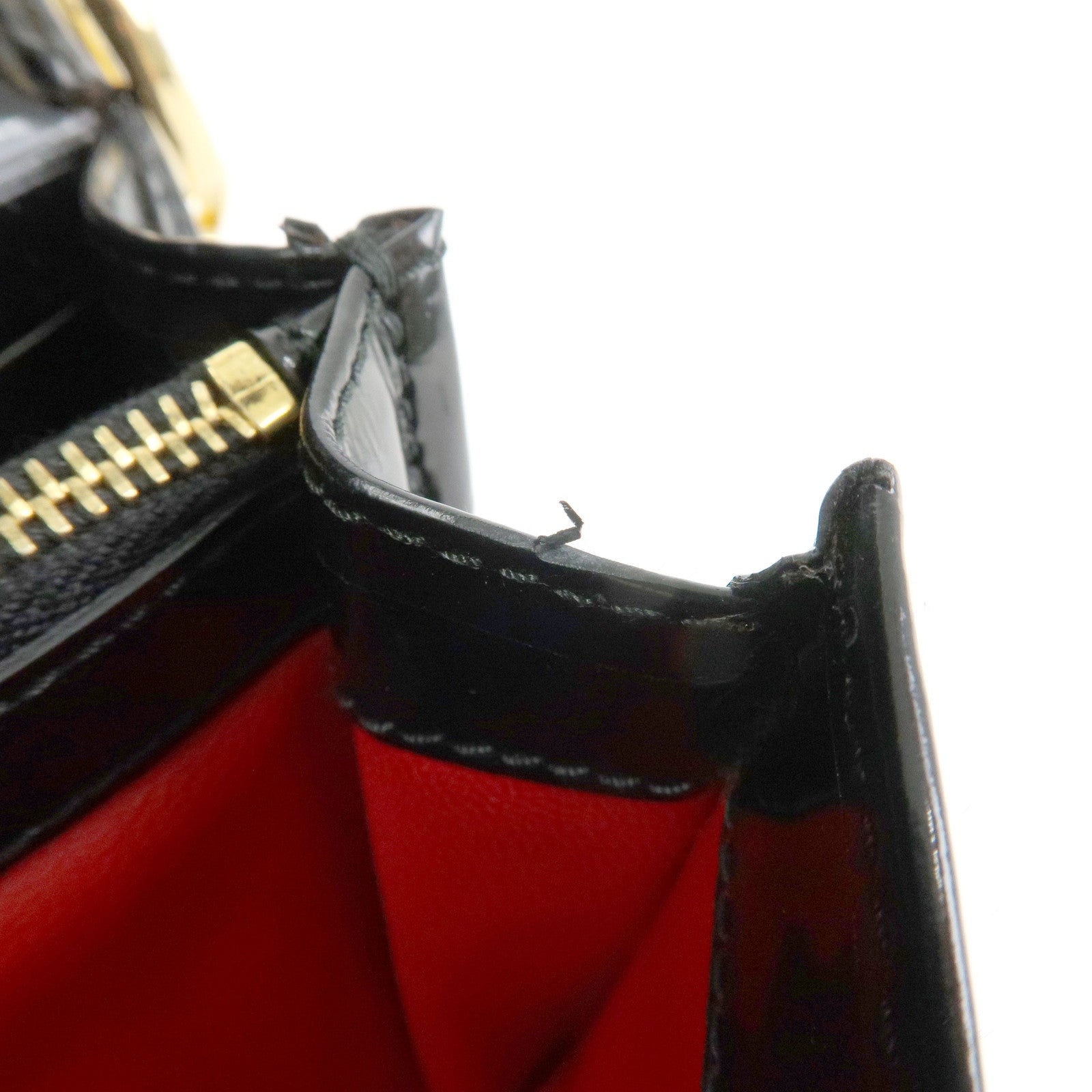 Prada Patent Leather Chain Long Wallet Shoulder Bag Black BT0920