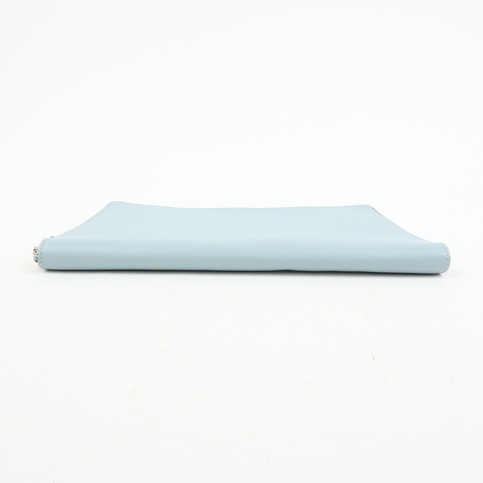 FENDI Leather Clutch Bag Document Case Flat Pouch Light Blue 7N0167