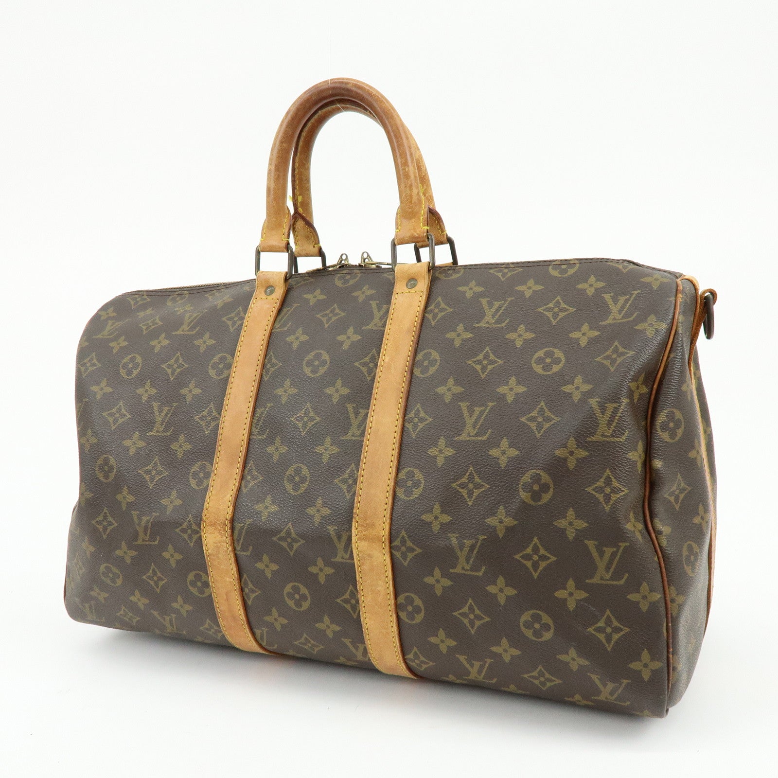 Louis Vuitton Monogram Keep All Bandouliere 45 Boston Bag Brown M41418