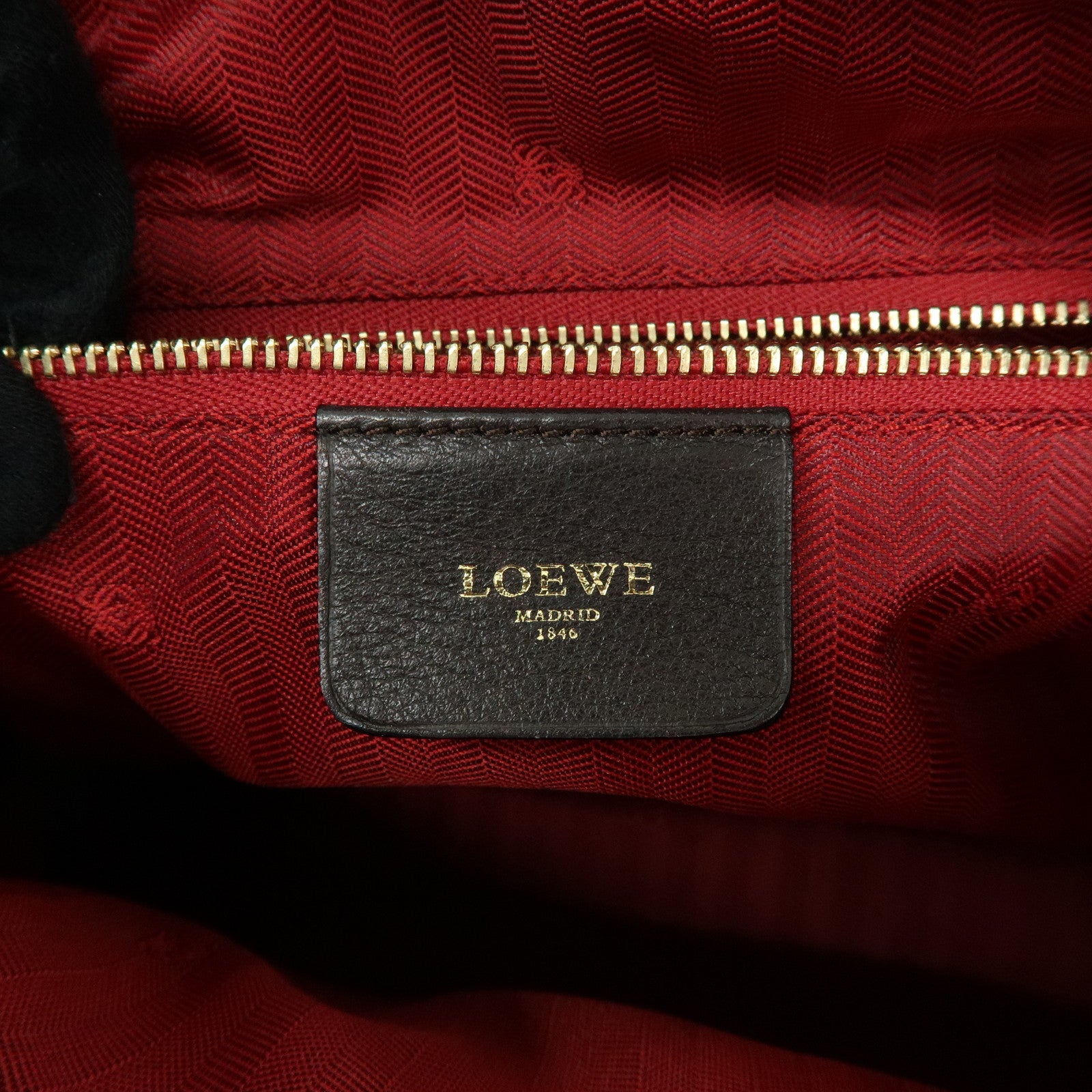 LOEWE Anagram Leather 2Way Bag Hand Bag Boston Bag Bronze