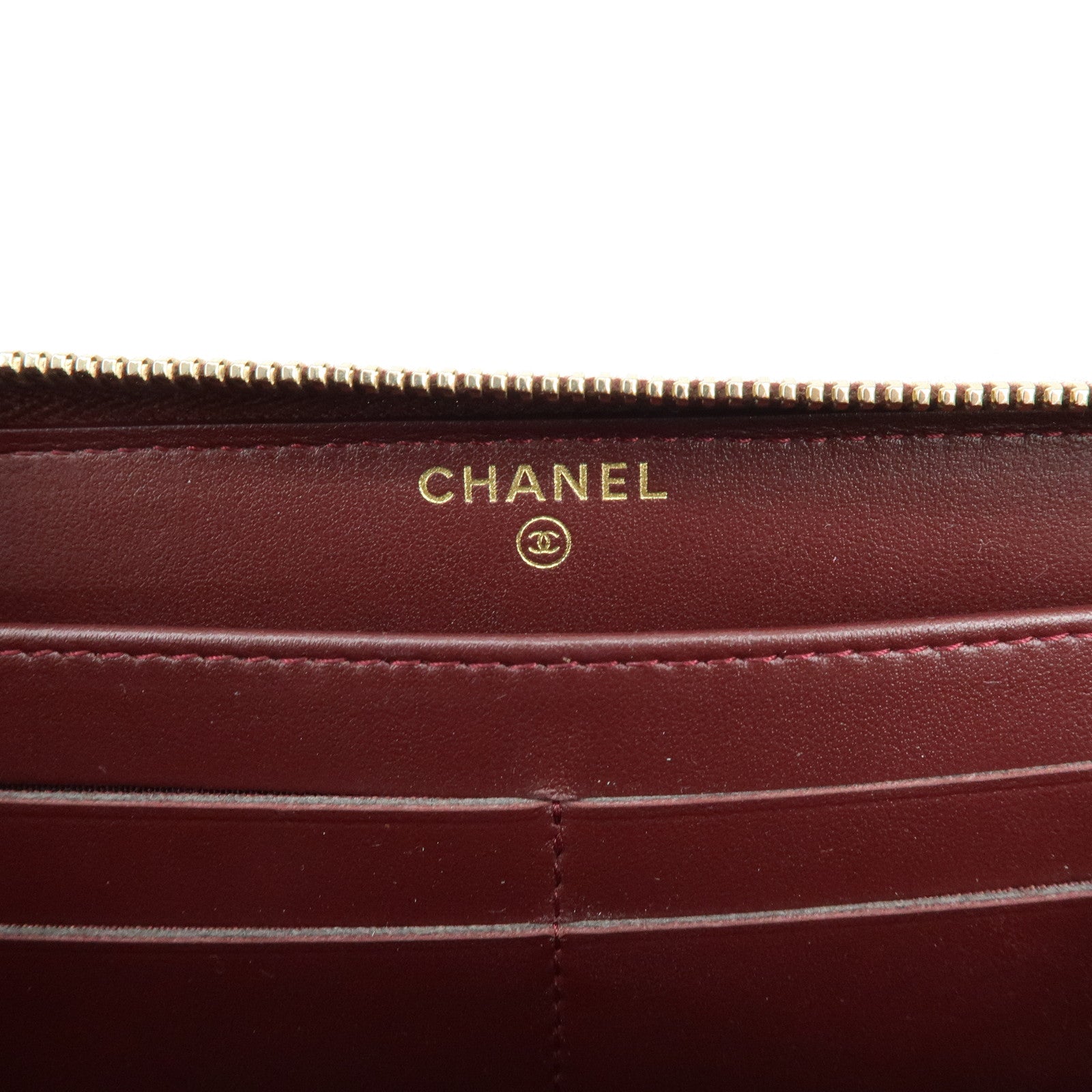 CHANEL Deauville COCO Mark Caviarskin Round Zippy Long Wallet A82281