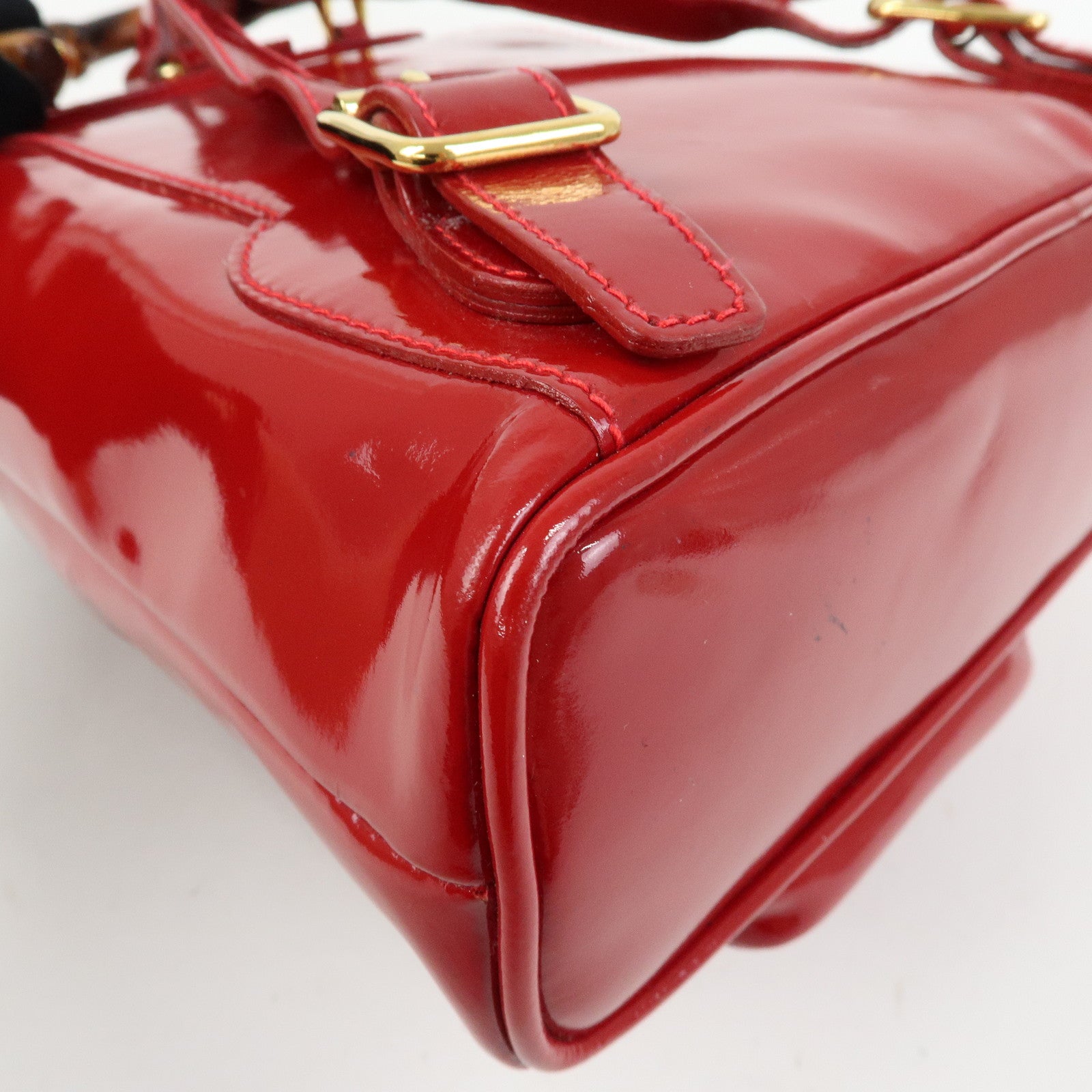 GUCCI Bamboo Patent Leather Backpack Rucksack Red 003・1705・0030
