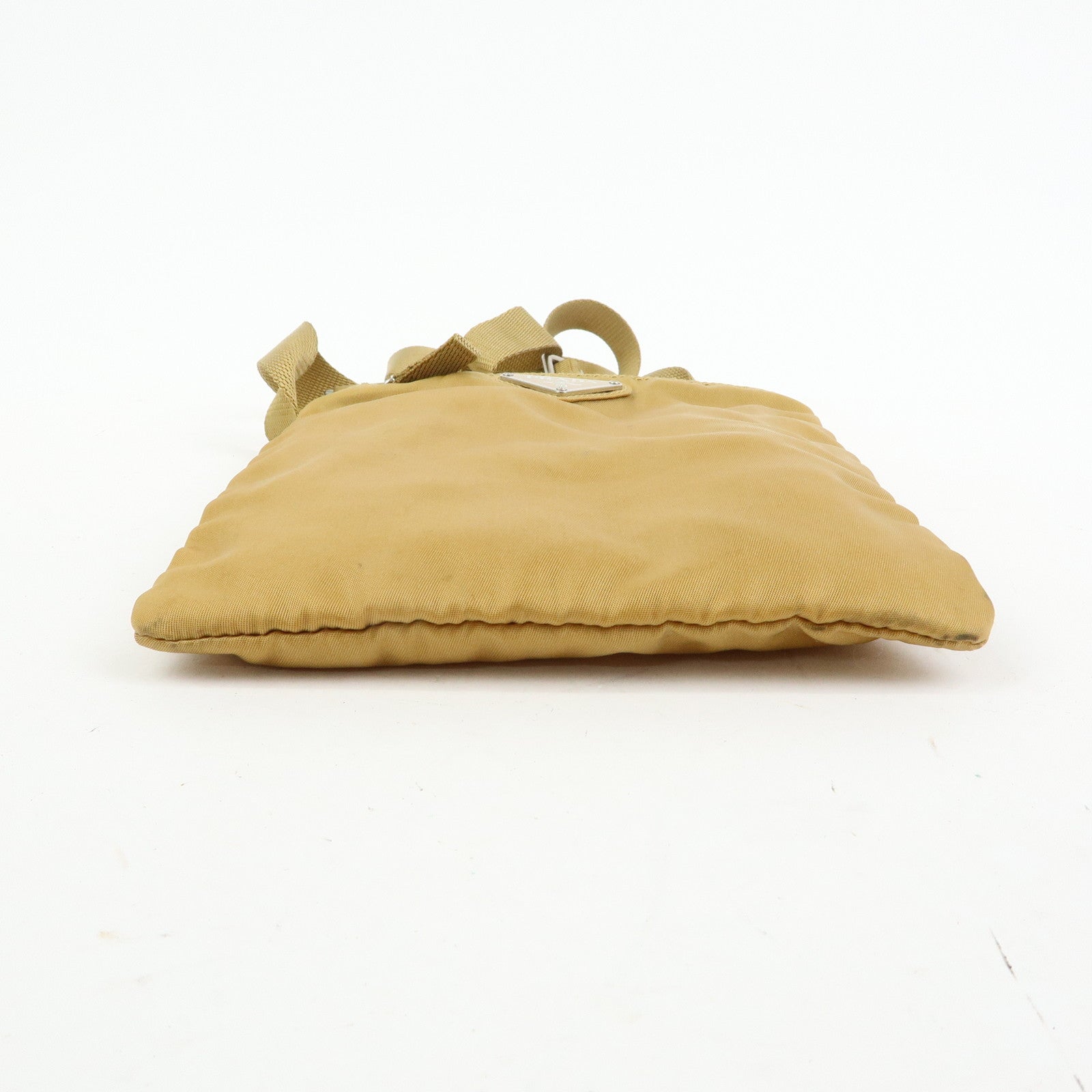 PRADA Triangle Logo Nylon Shoulder Crossbody Bag Light Brown B7792