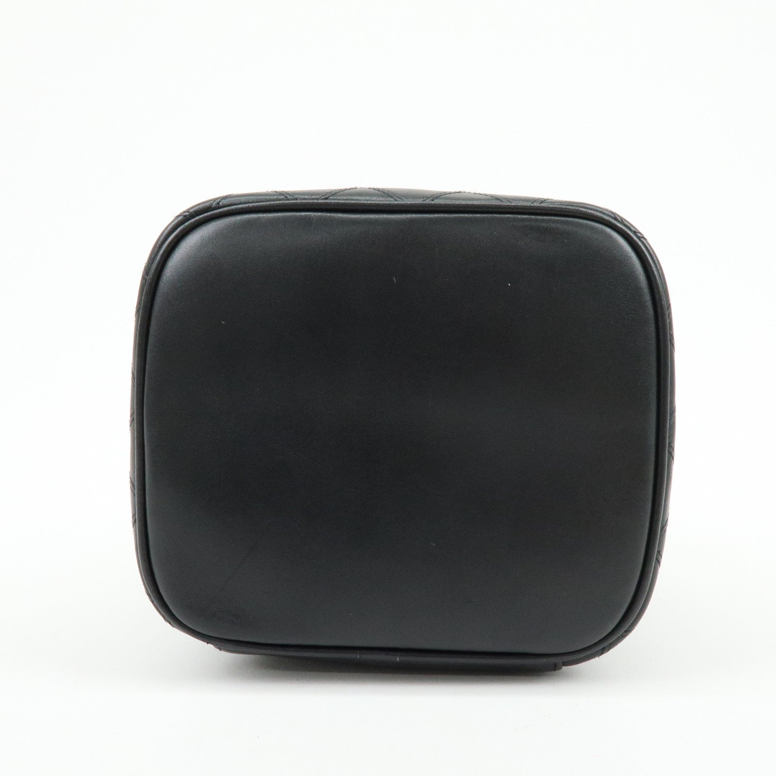 CHANEL Bicolore Lamb Skin Vanity Bag Hand Bag Black A01619