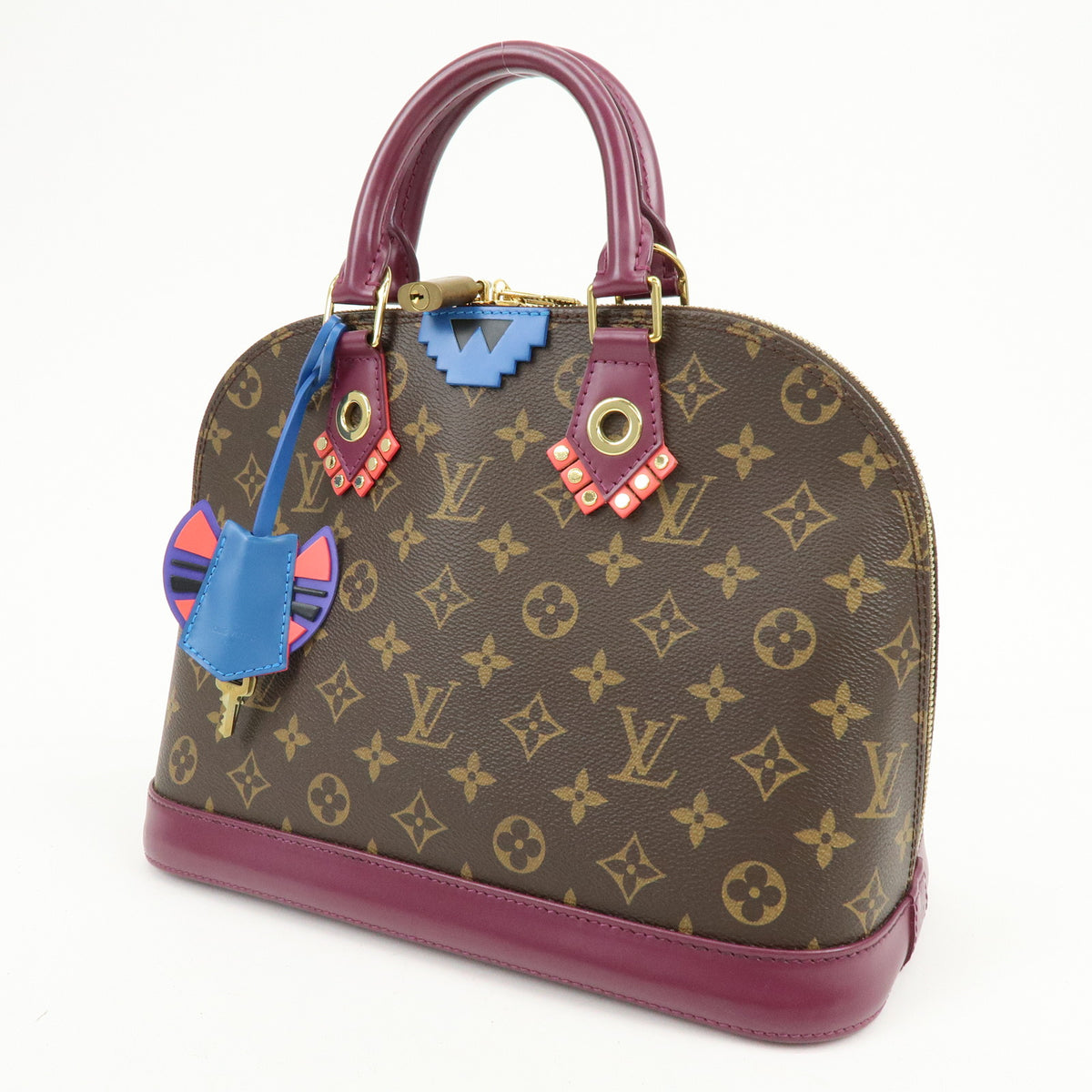 Louis Vuitton Monogram Totem Alma PM Hand Bag Brown Magenta M41662