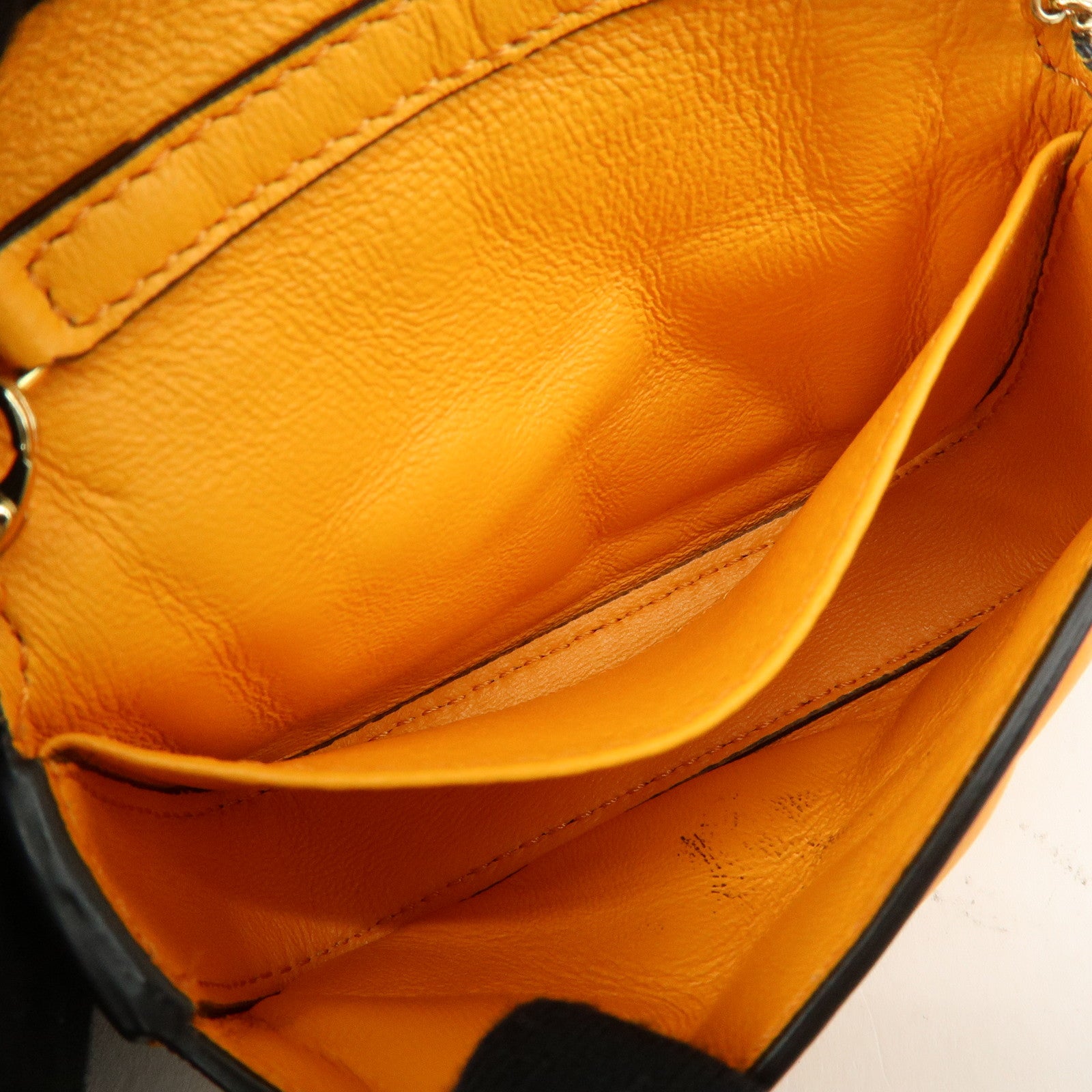 FENDI Nappa Leather Nano Baguette Charm Shoulder Bag Orange 7AR844