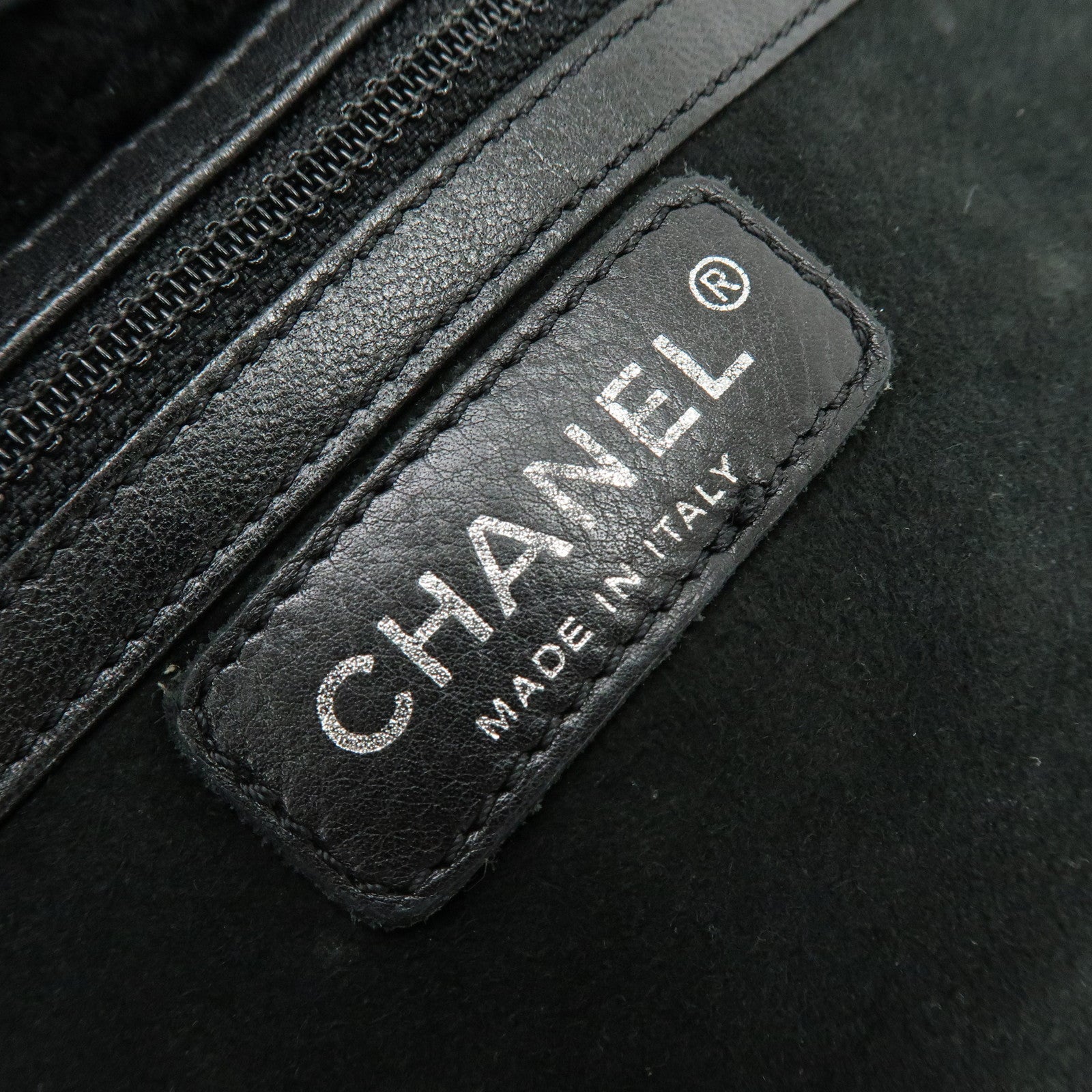 CHANEL Mouton Fur Leather Shoulder Bag with Strap Set Black