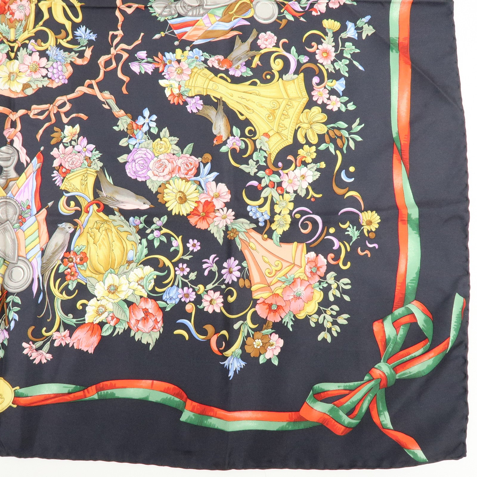 GUCCI Lot of 2 Silk 100% Scarf Black Red Yellow Pink Brown