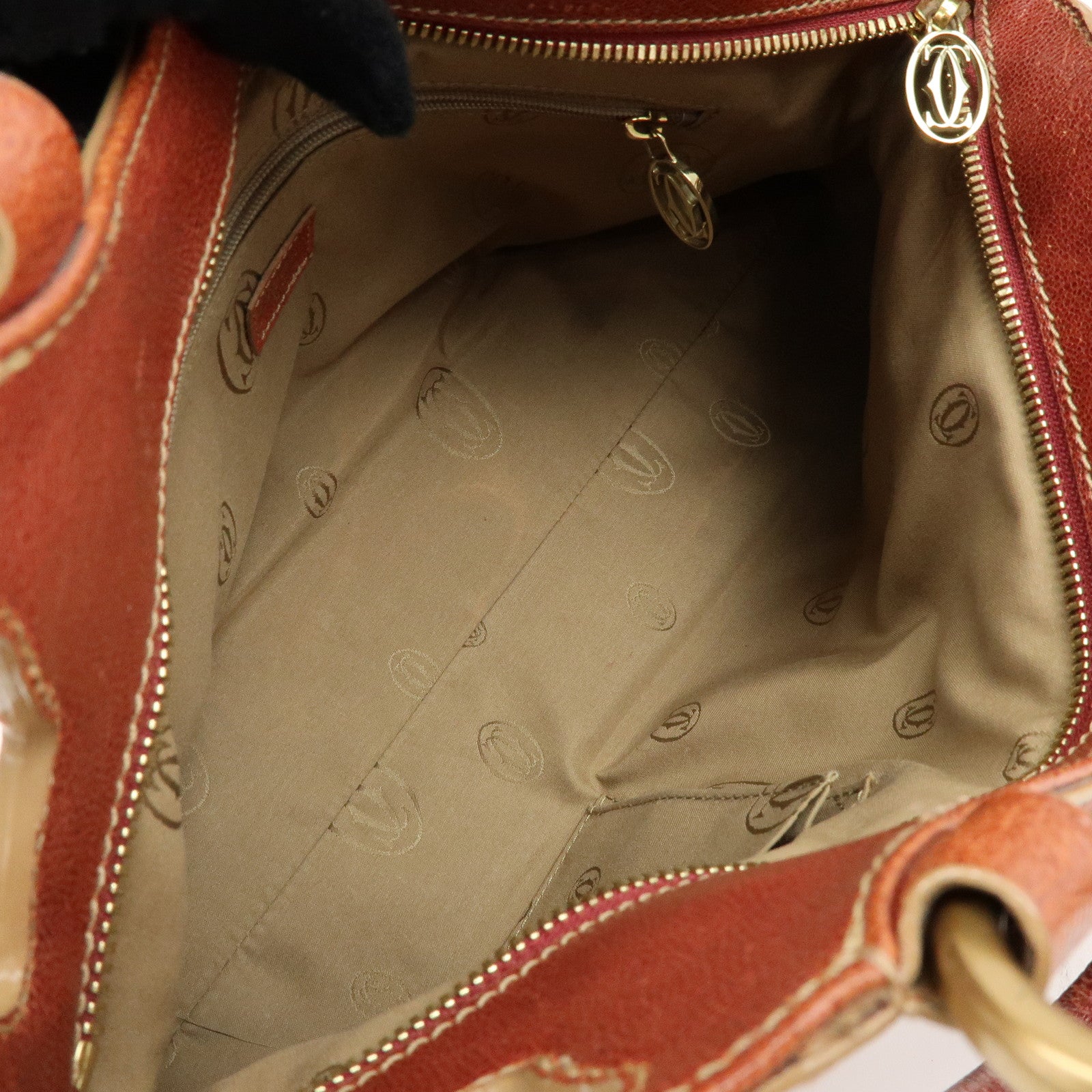 Cartier Marcello de Cartier Leather Hand Bag Tote Bag Brown