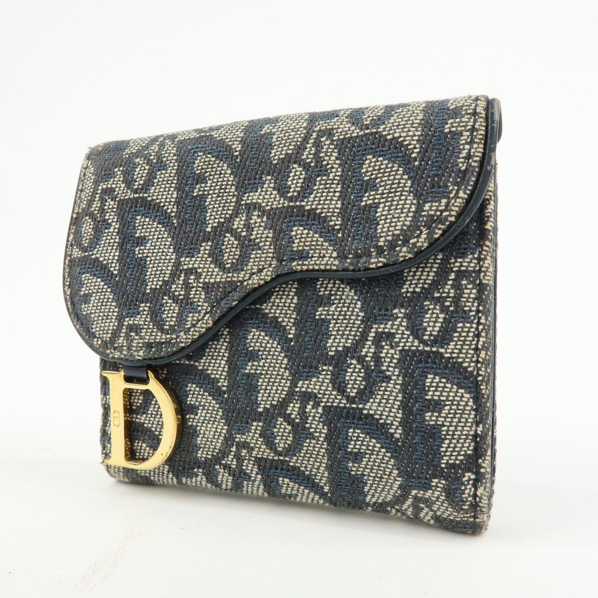 Christian Dior Trotter Saddle Jacquard Canvas Bi-fold Compact Wallet