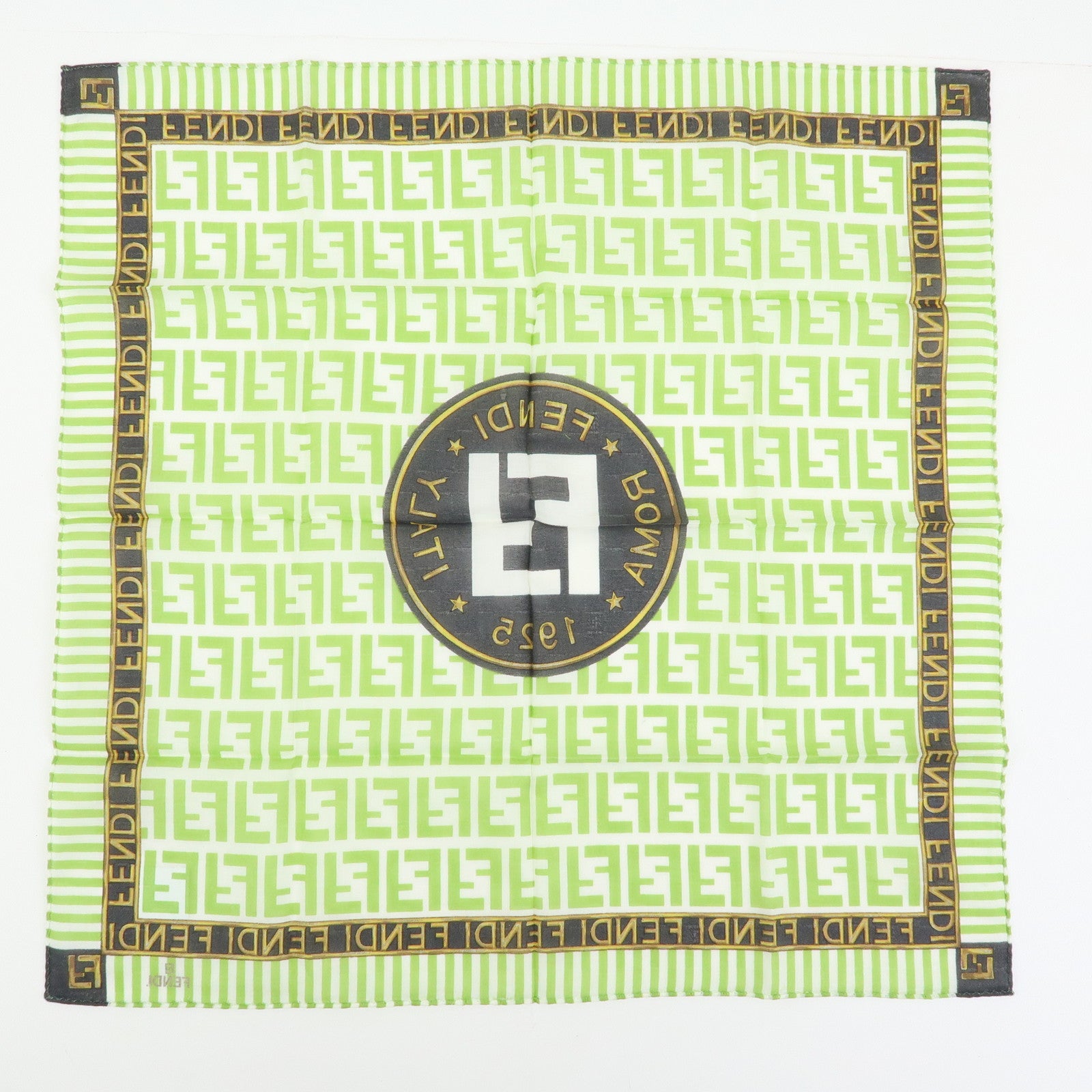 FENDI Zucca Zuccino Cotton 100% Lot of 5 Handkerchief Brown Green Pink
