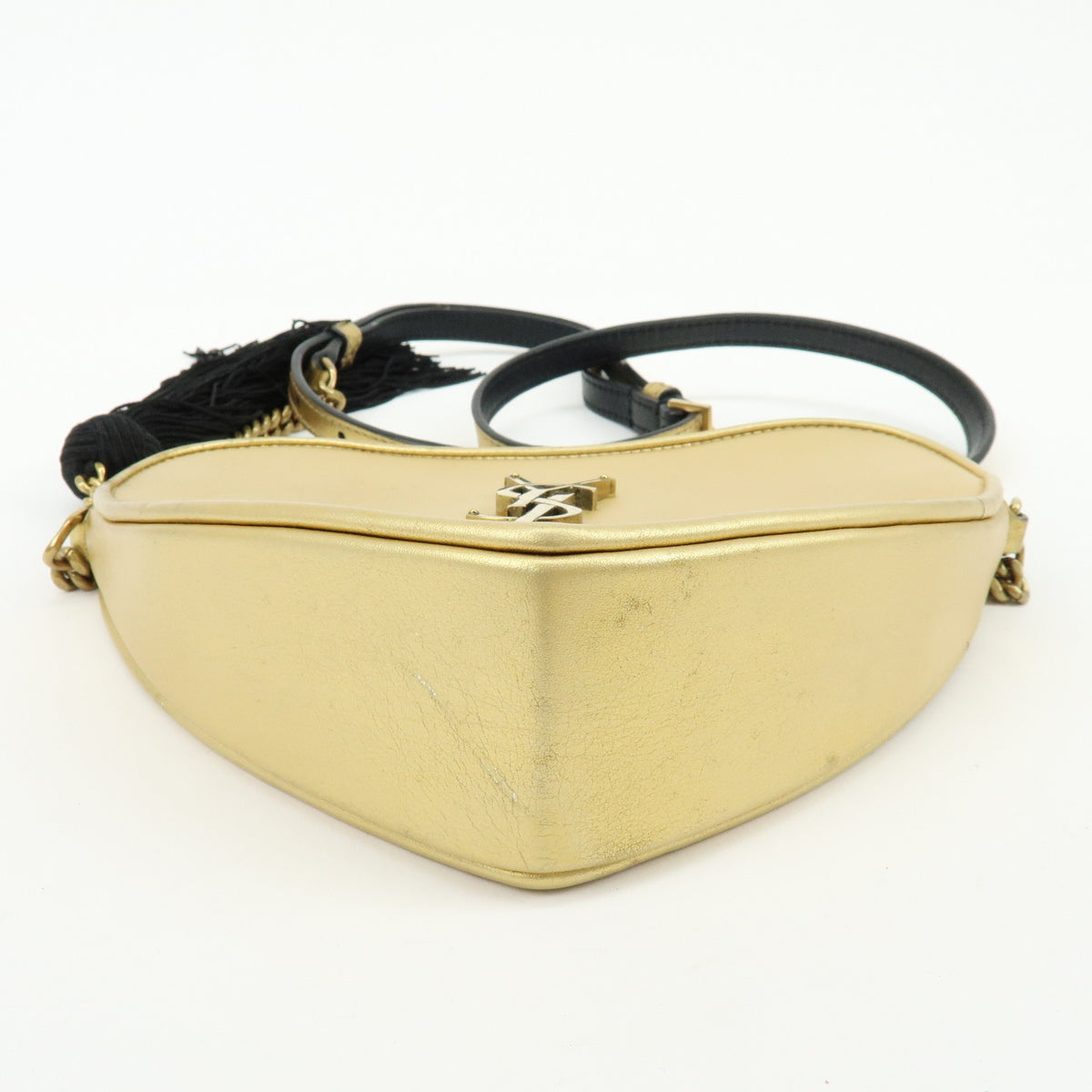 SAINT LAURENT PARIS Cassandra Leather Shoulder Bag Tassel Gold 540694