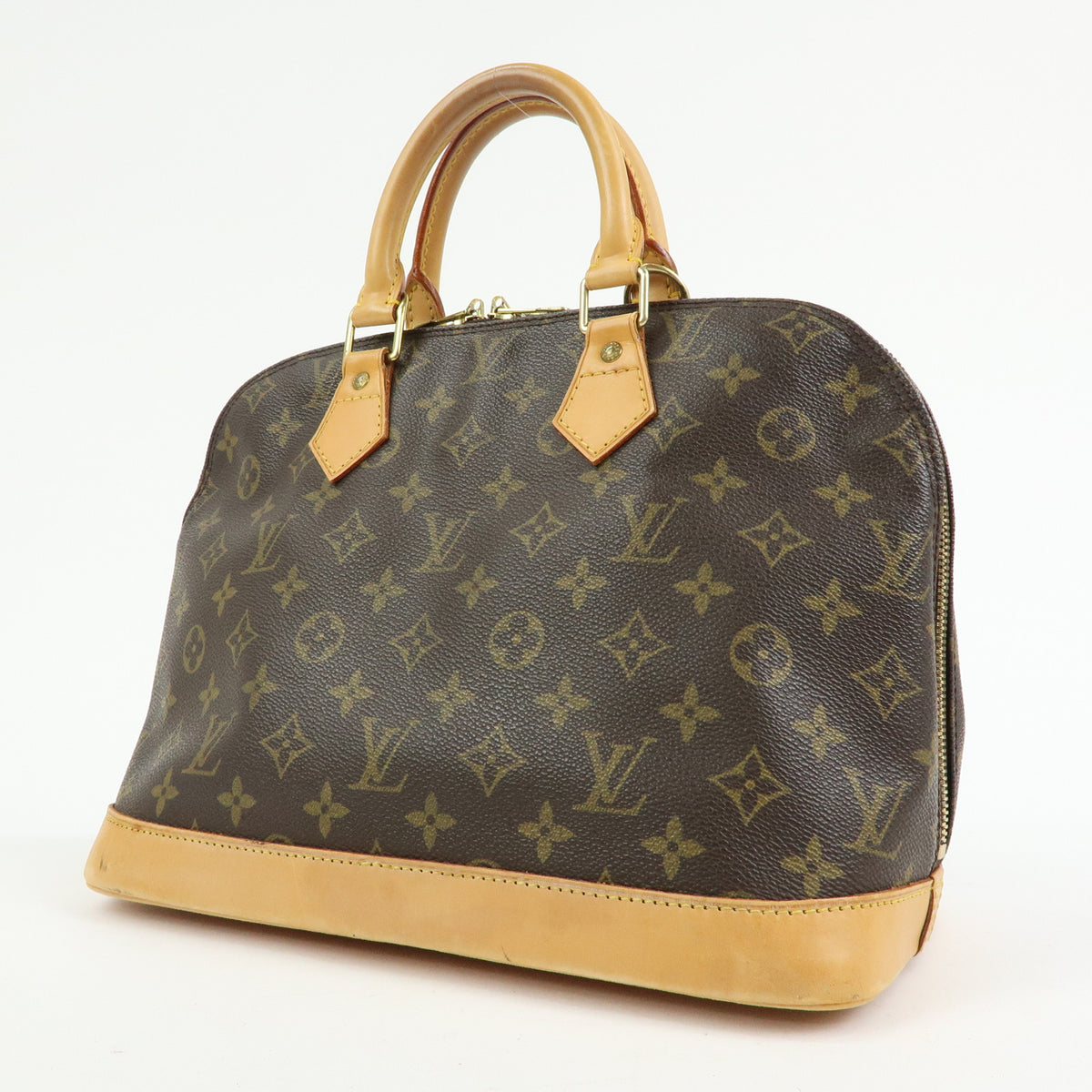 Louis Vuitton Monogram Alma Canvas Leather Hand Bag Brown M51130