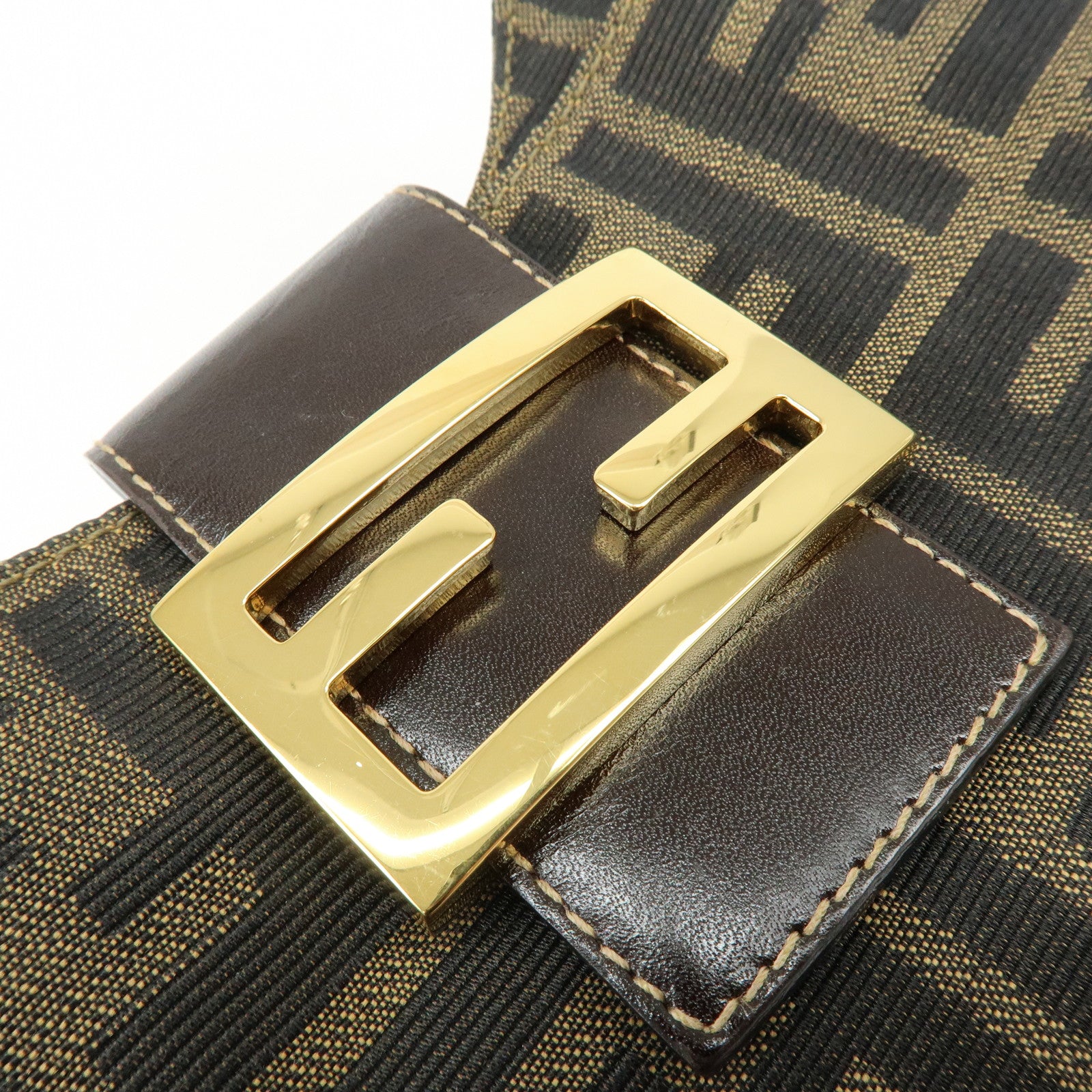 FENDI Zucca Canvas Leather Shoulder Bag Hand Bag Brown Black 26569